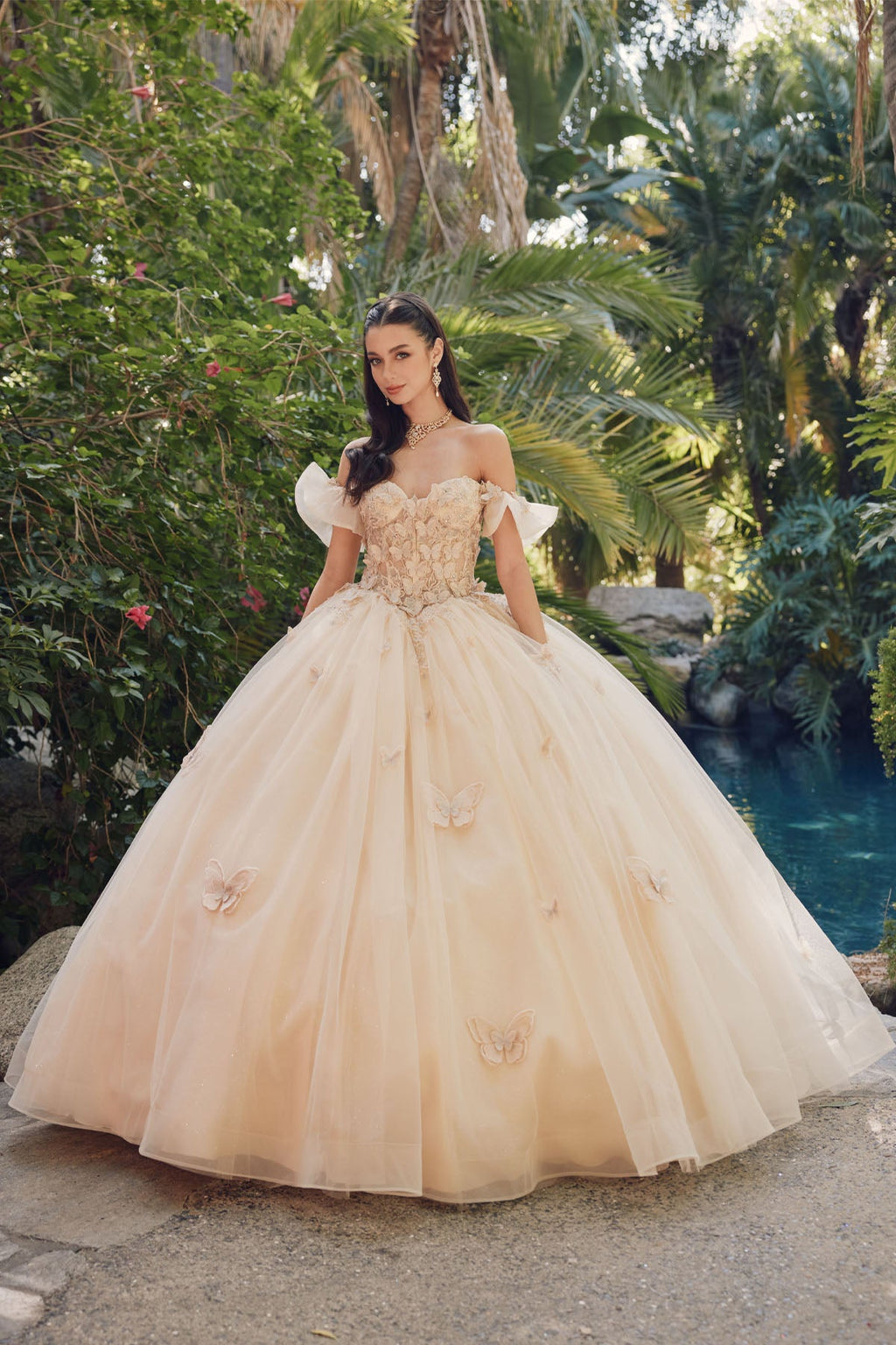 Embellished Lace Applique Tulle Ball Gown Quinceañera Princess JTJT1448J