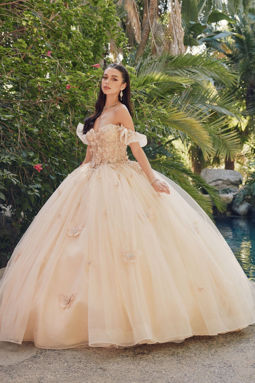Embellished Lace Applique Tulle Ball Gown Quinceañera Princess JTJT1448J