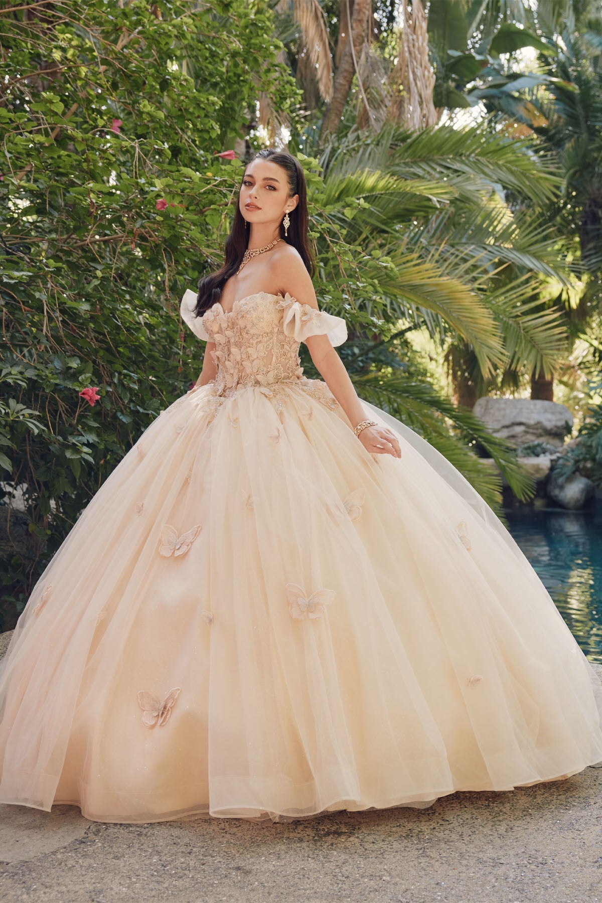 Embellished Lace Applique Tulle Ball Gown Quinceañera Princess JTJT1448J