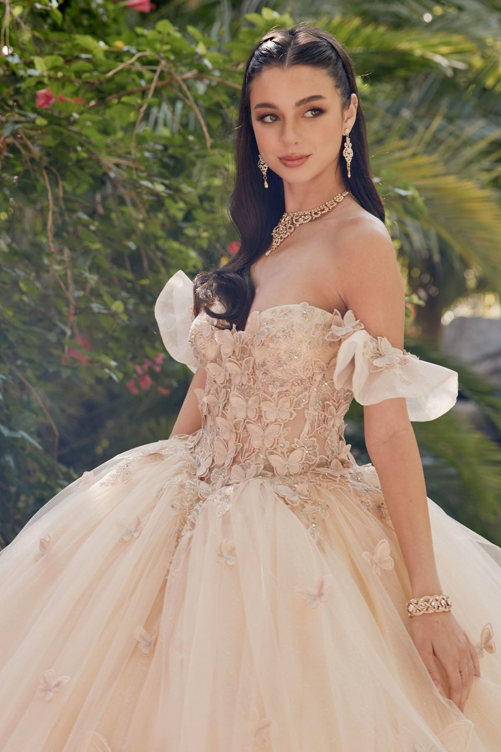 Embellished Lace Applique Tulle Ball Gown Quinceañera Princess JTJT1448J