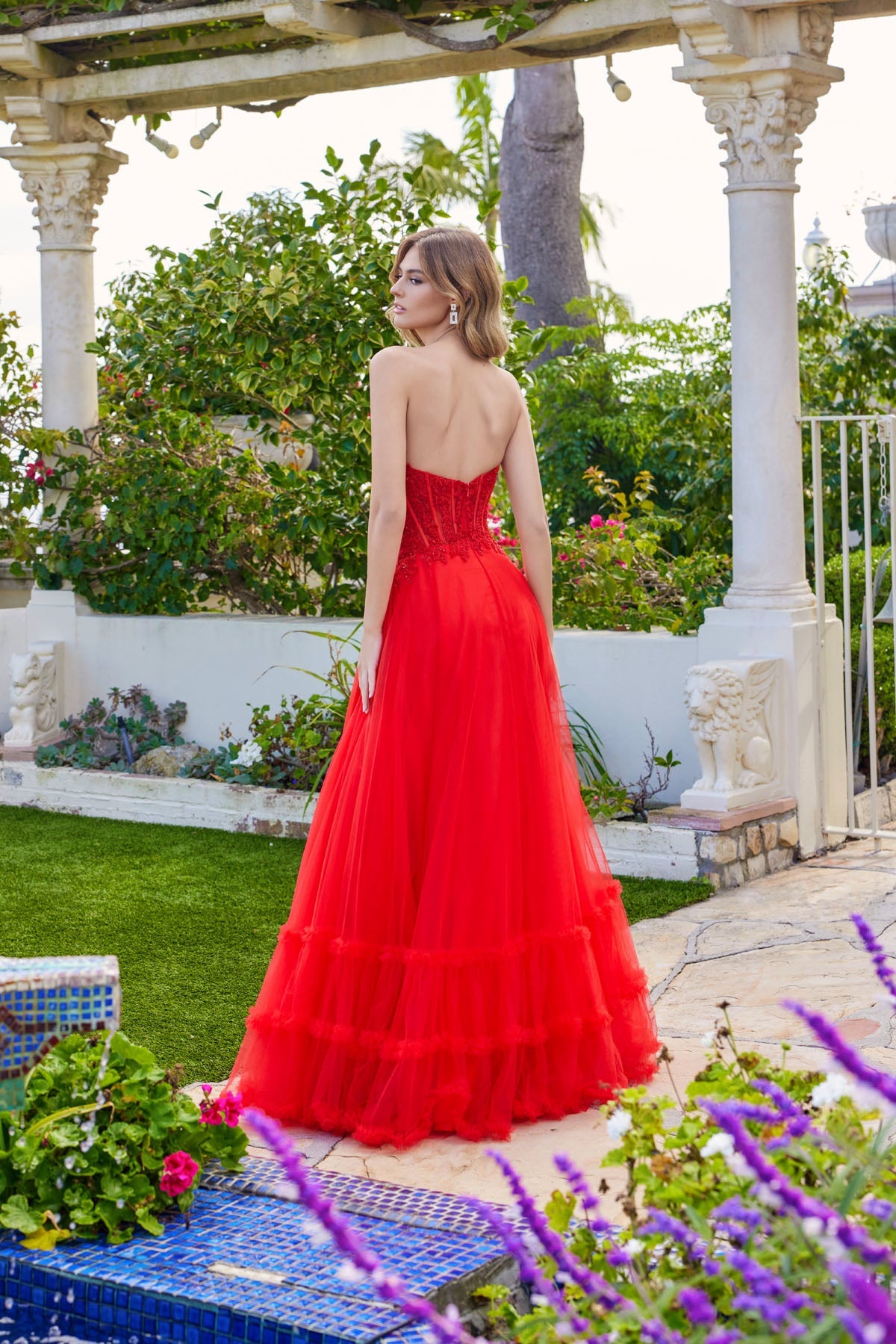 Sleeveless Strapless Graduation Ball Gown w/ Front Cut-Outs JTJT2561S