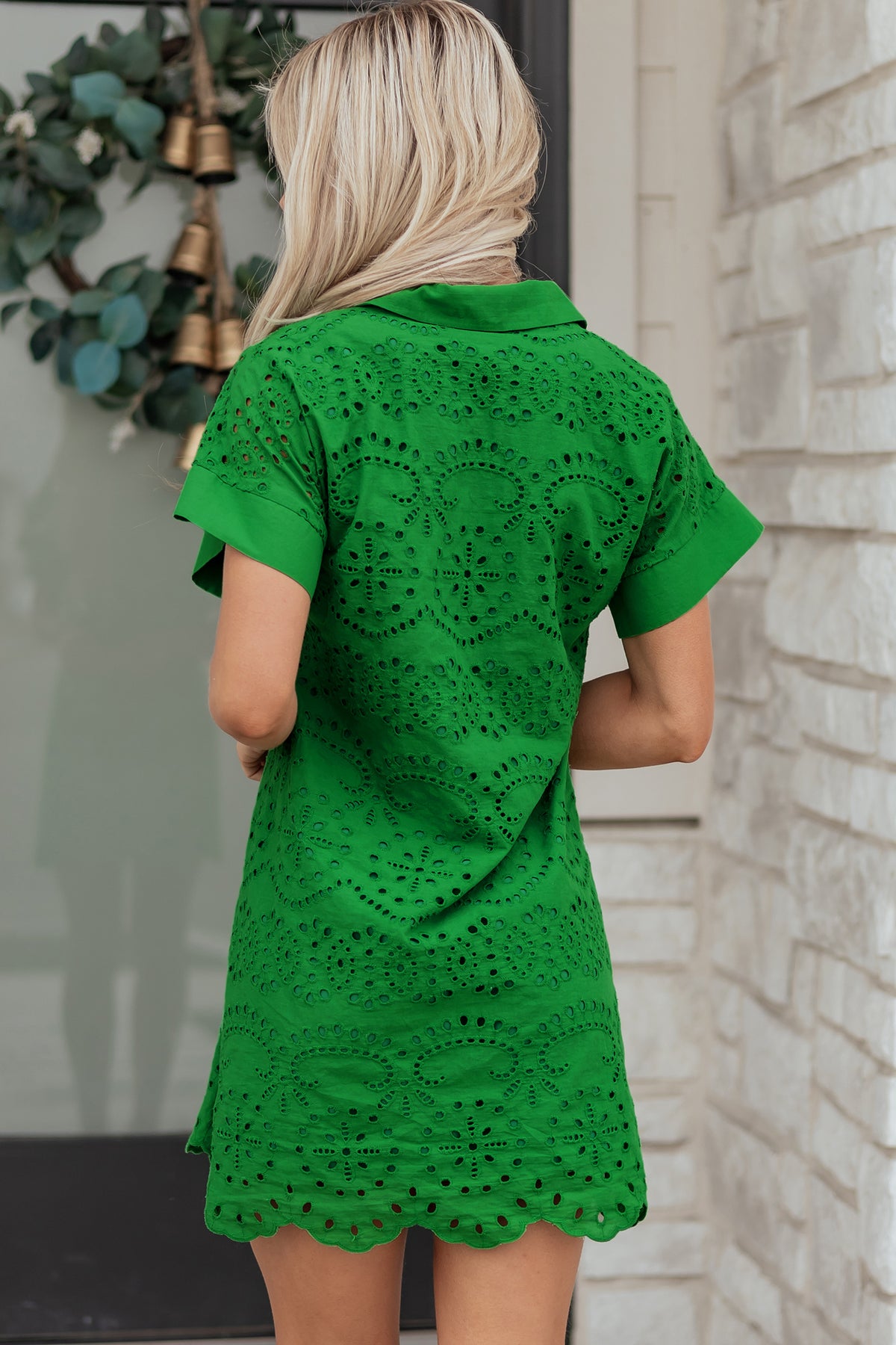Black Solid Color Eyelet Embroidered T Shirt Mini Dress