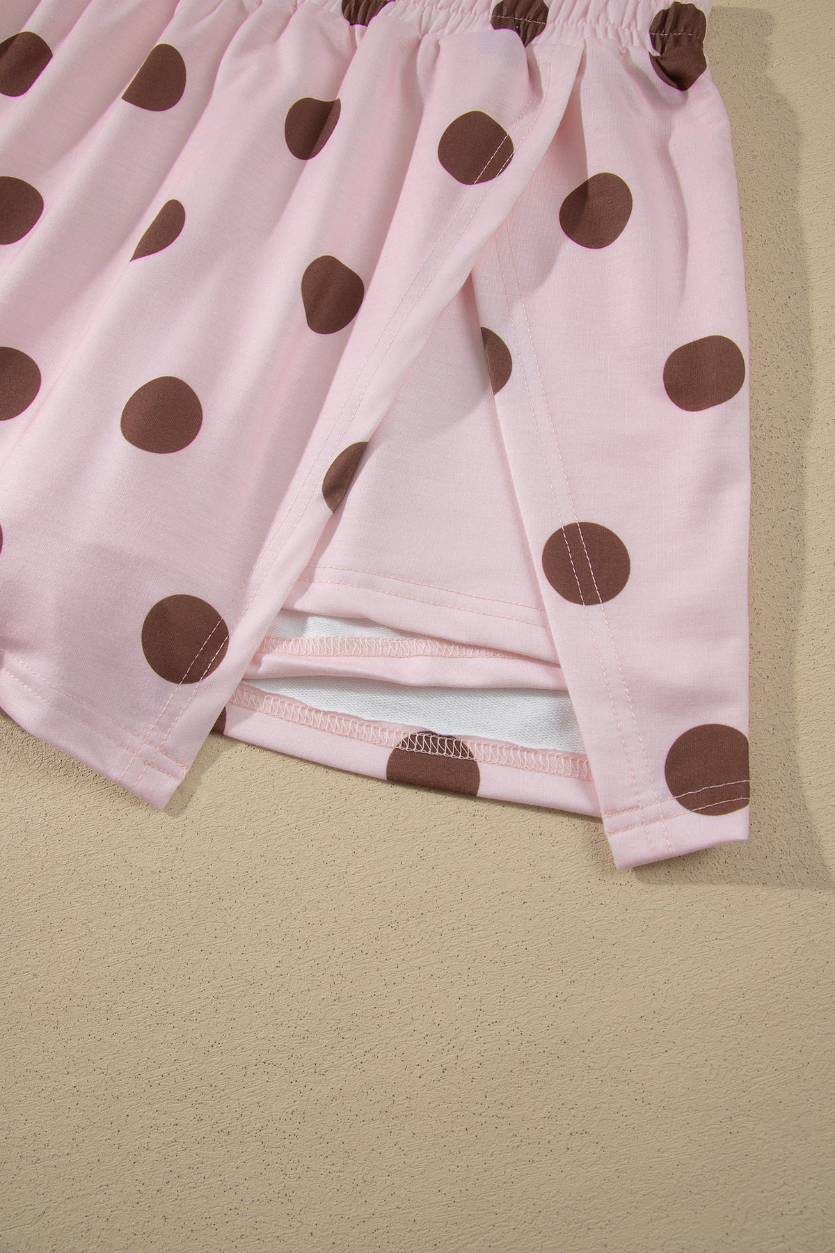 Pink Polka Dot Two Piece Set Long Sleeve Casual Skirt Set