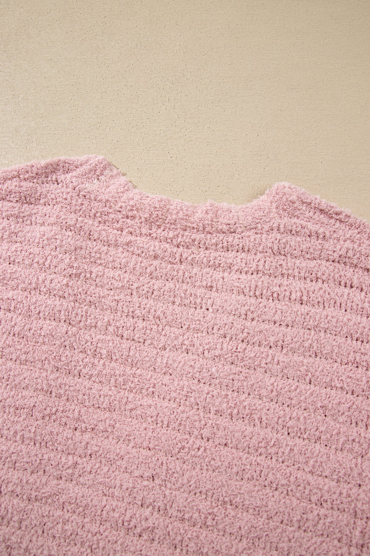 Light Pink Open Front Soft Fuzzy Ribbed Sweater Cardigan