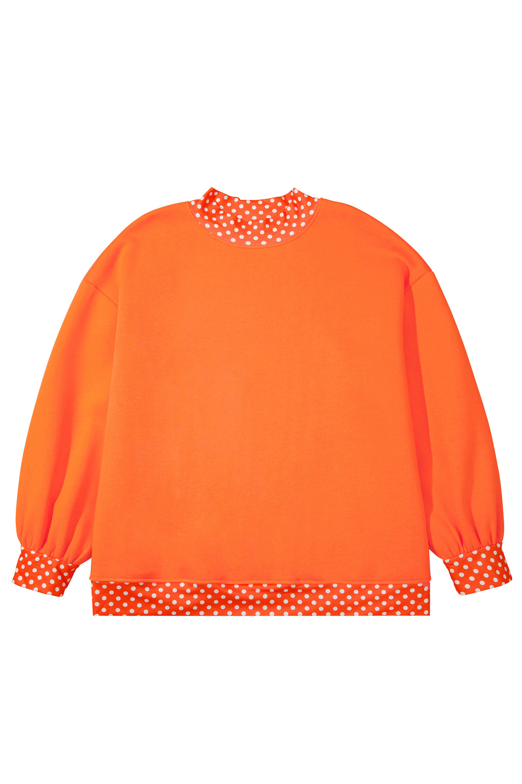Dirty blue Polka Dot Patchwork Round Neck Plus Size Sweatshirt