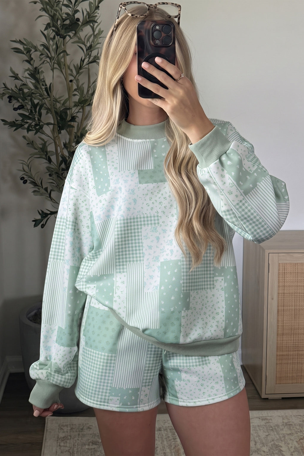 Sky Blue Floral Print Shorts Set