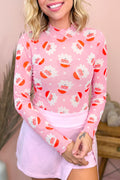 Santa Print Long Sleeve Top