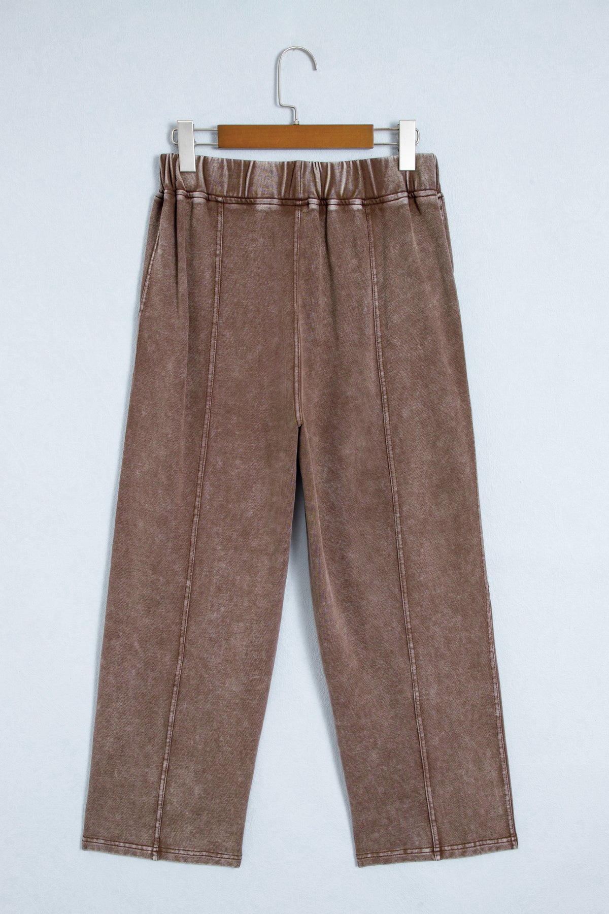 Carbon Grey Mineral Wash Seam Detail Elastic Waist Barrel Pants