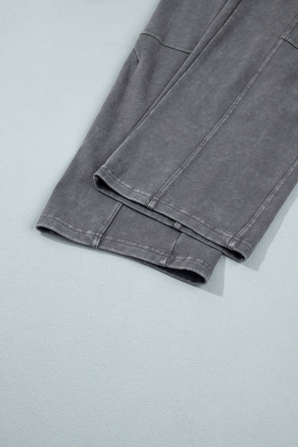 Carbon Grey Mineral Wash Seam Detail Elastic Waist Barrel Pants