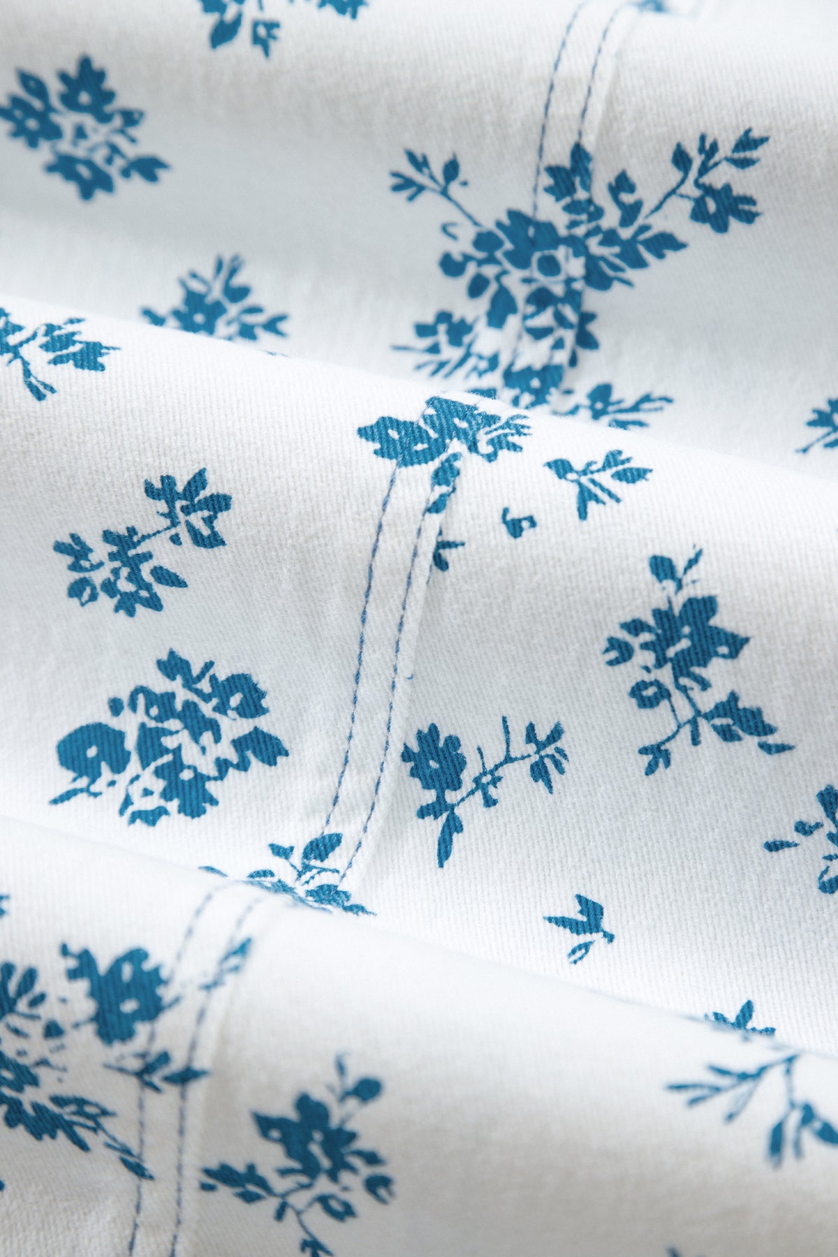 Sky Blue Floral Print Straight Leg Jeans