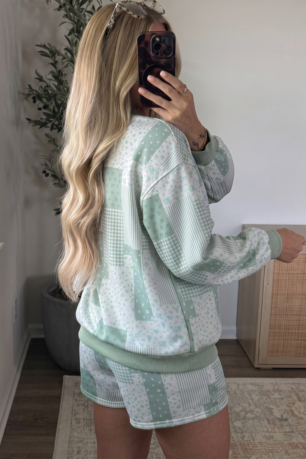 Sky Blue Floral Print Shorts Set