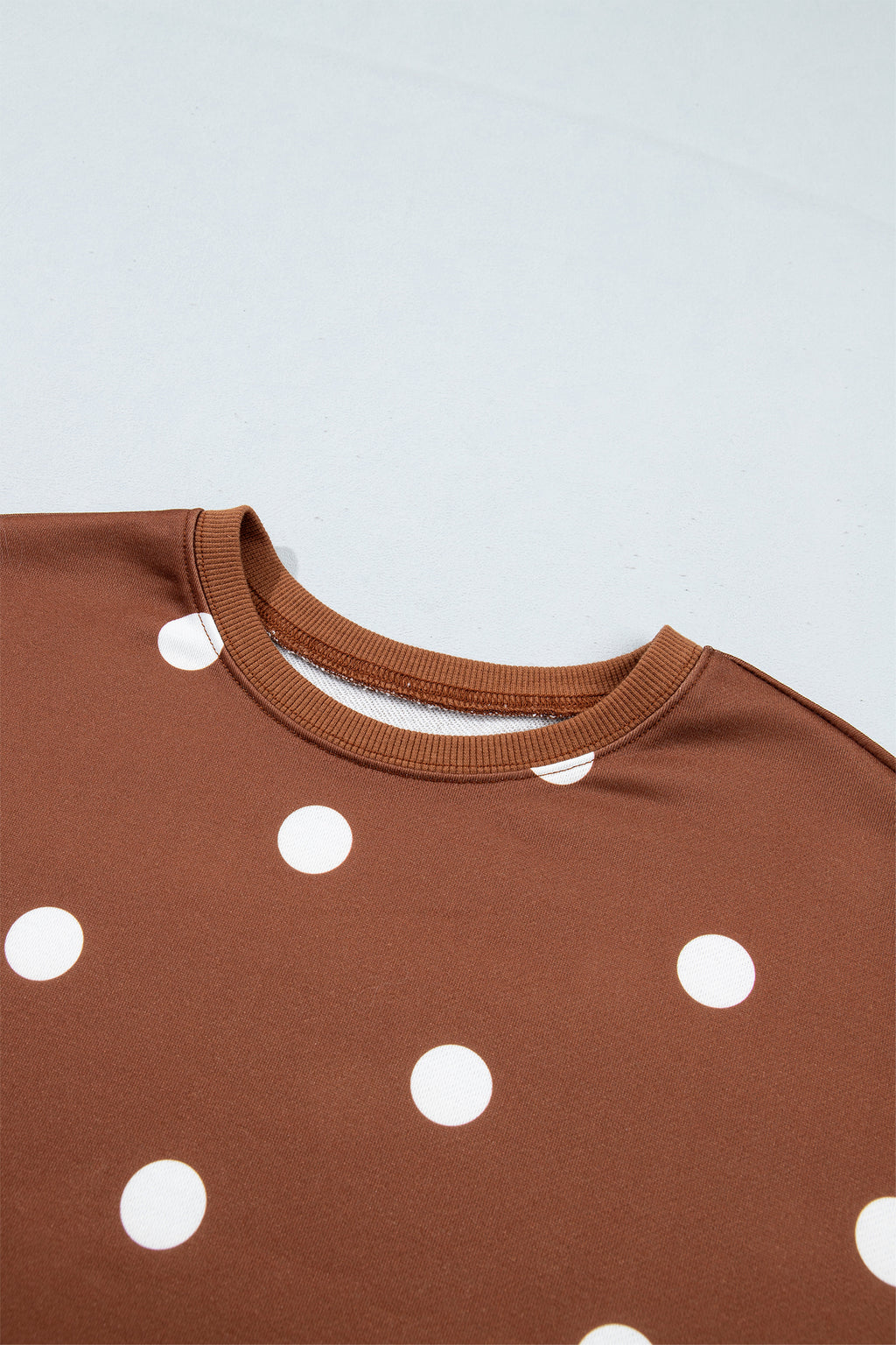 Brown Polka Dot Raw Hem Relaxed Pullover Loose Skort Two Piece Set