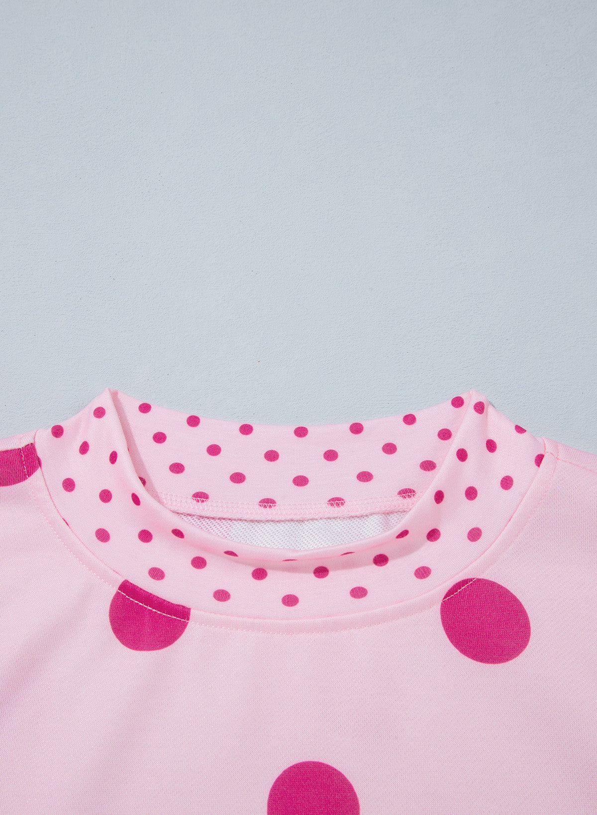 Red Polka Dot Print Contrast Detail Oversized Tunic Sweatshirt
