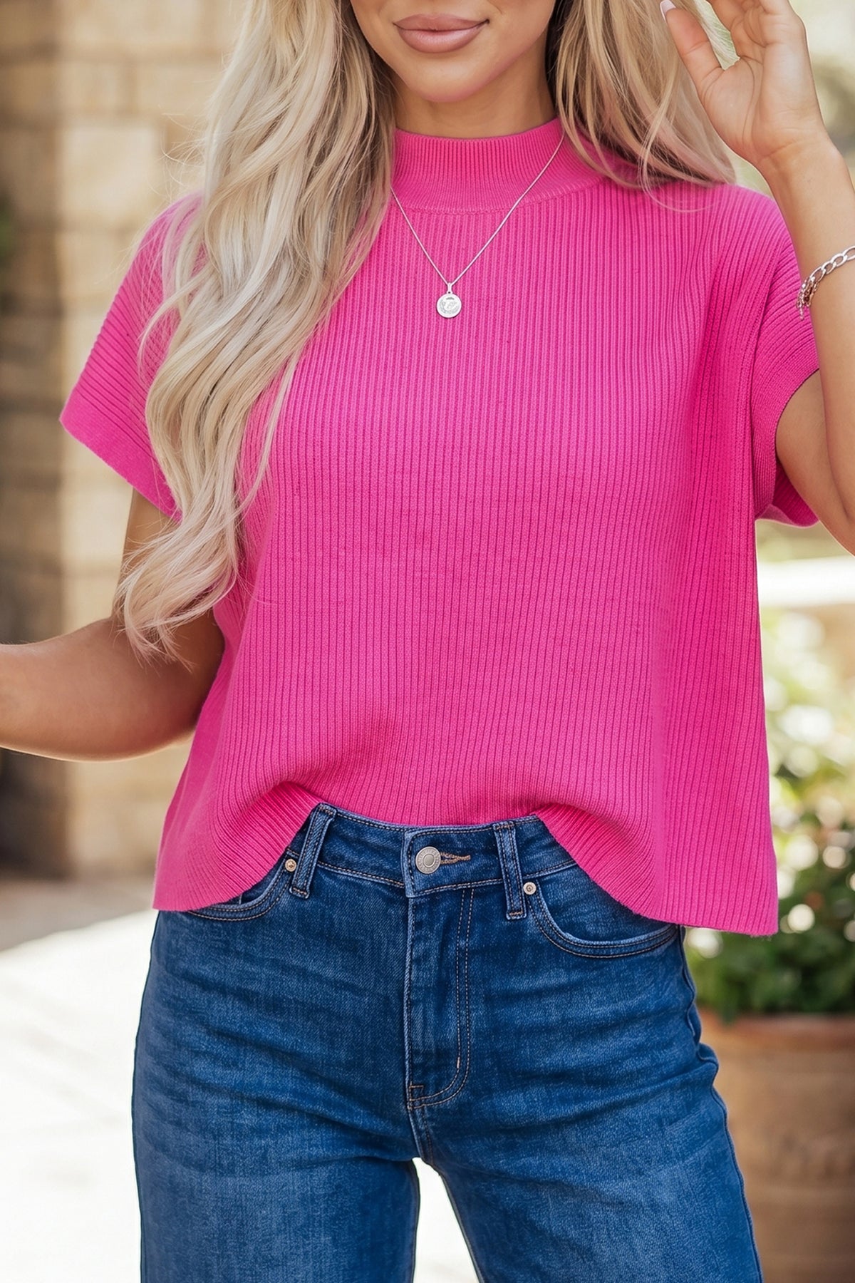 Bright Solid Color Knit Sweater