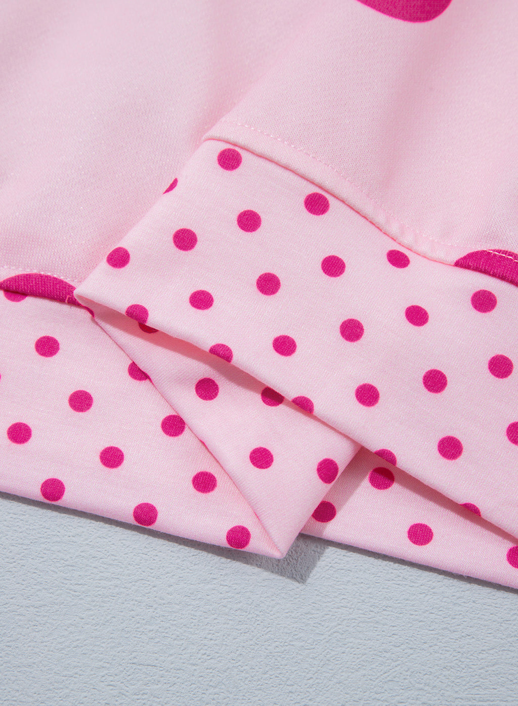 Red Polka Dot Print Contrast Detail Oversized Tunic Sweatshirt