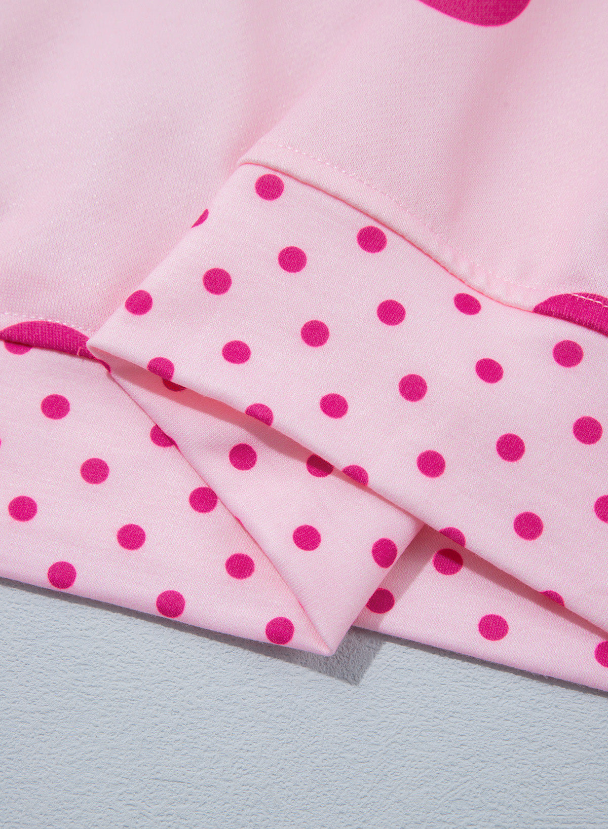 Red Polka Dot Print Contrast Detail Oversized Tunic Sweatshirt