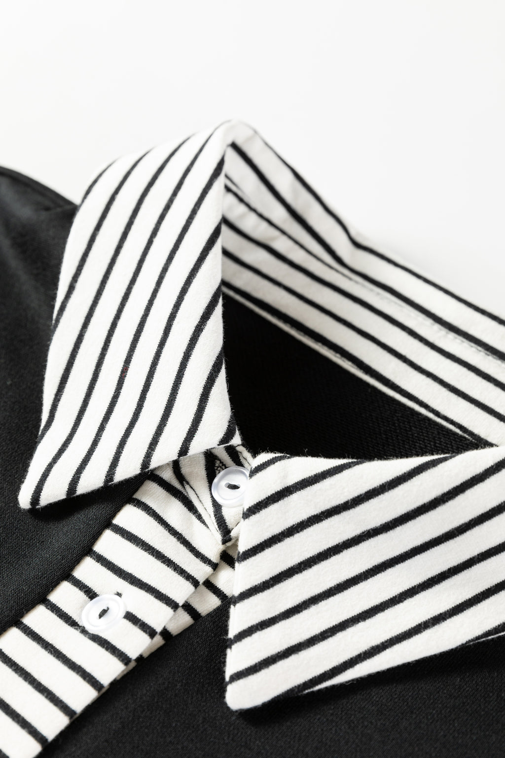 Black Plus Size Striped Long Sleeve Ruffle Hem Dress