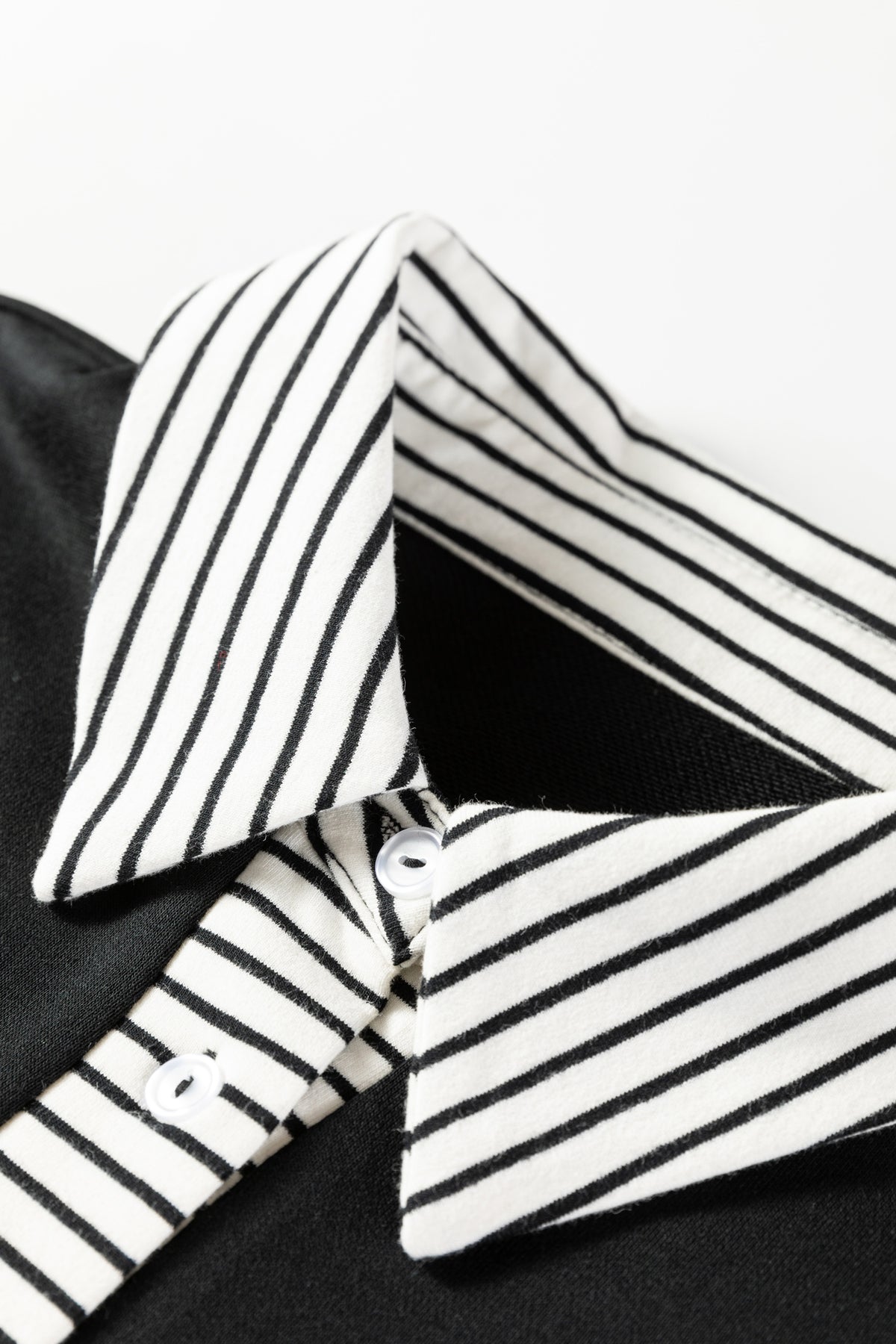 Black Plus Size Striped Long Sleeve Ruffle Hem Dress