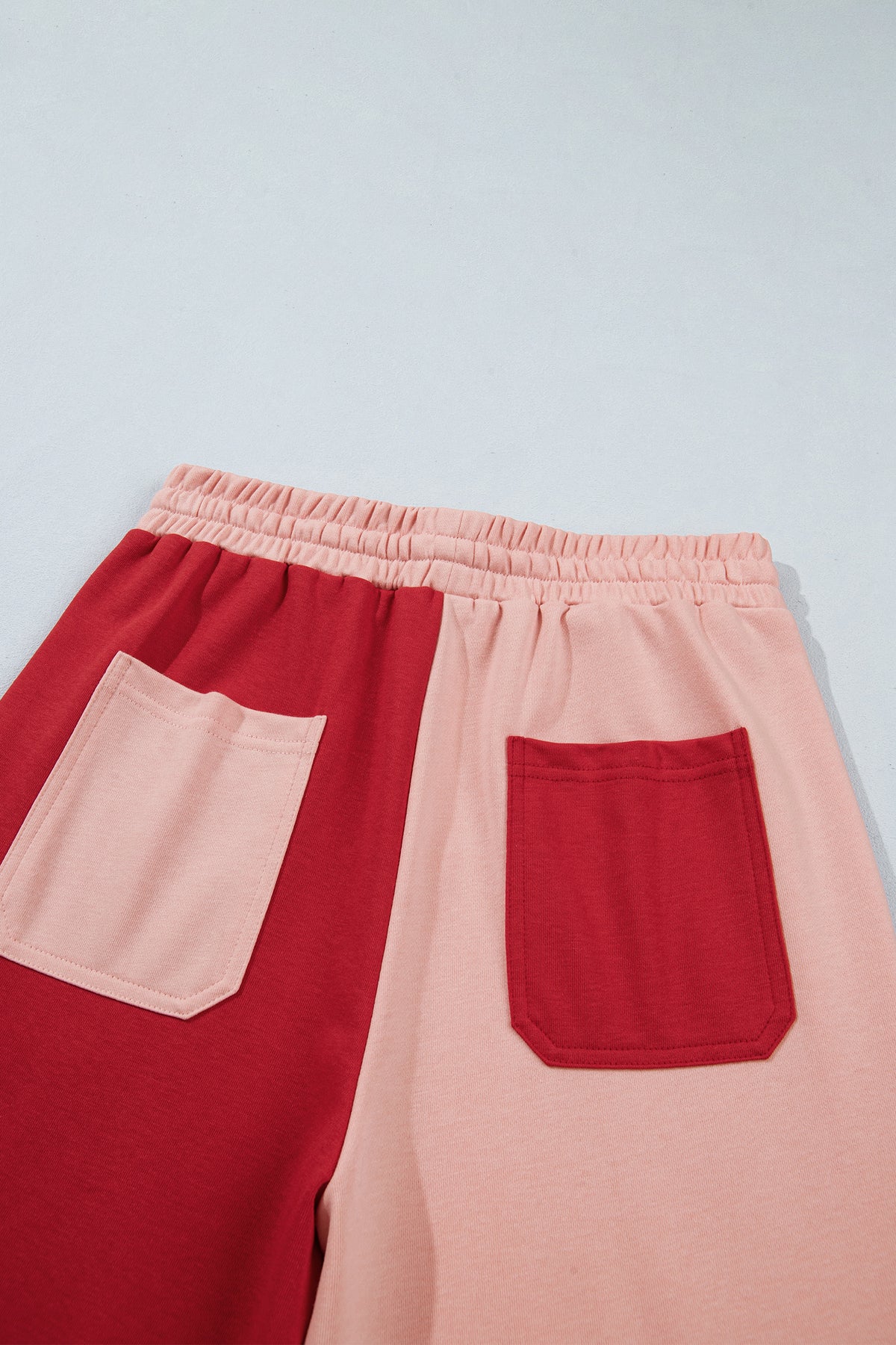 Russet Orange Raw Seam Colorblock Wide Leg Ankle Length Casual Pants