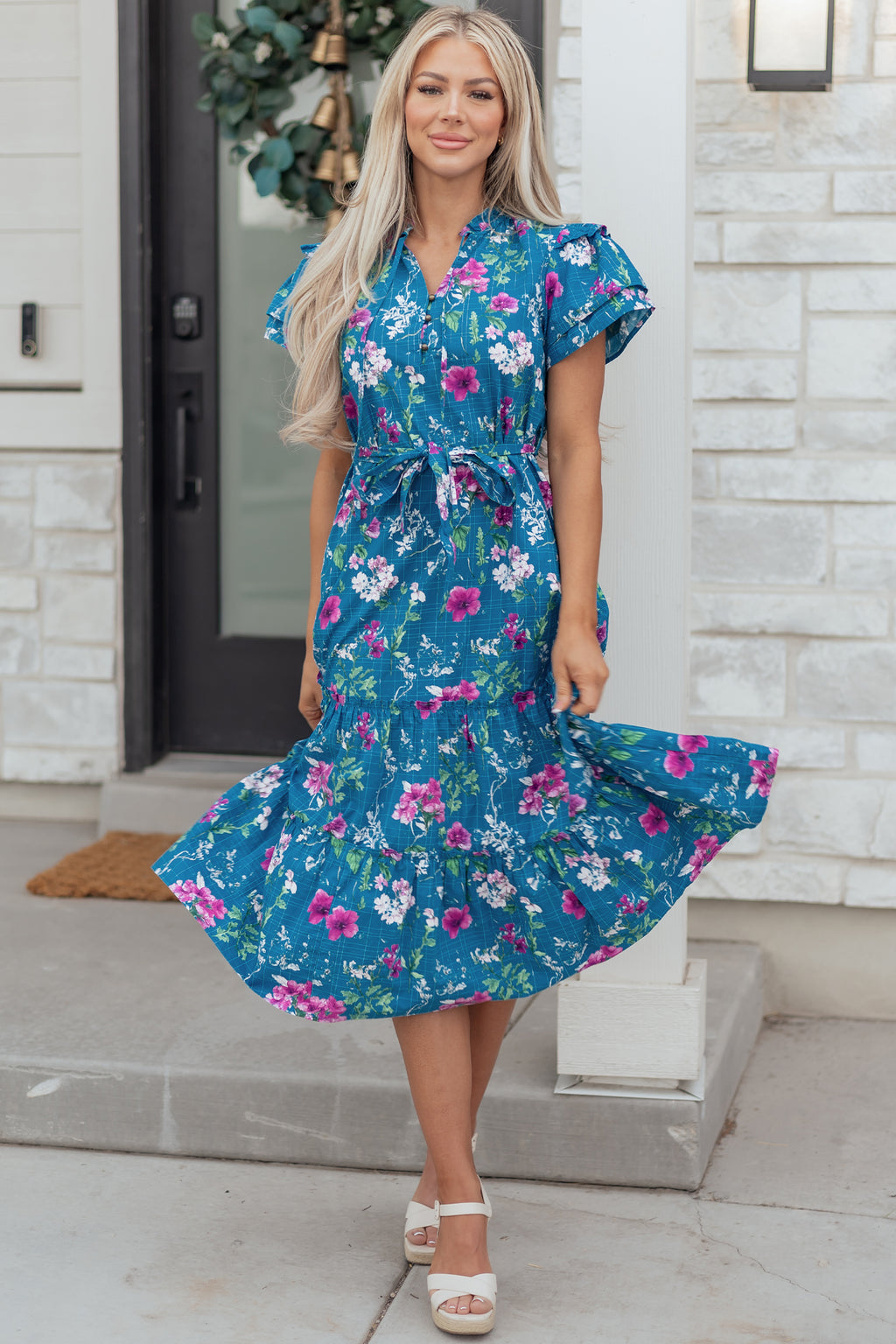 Blue Floral Long Dress