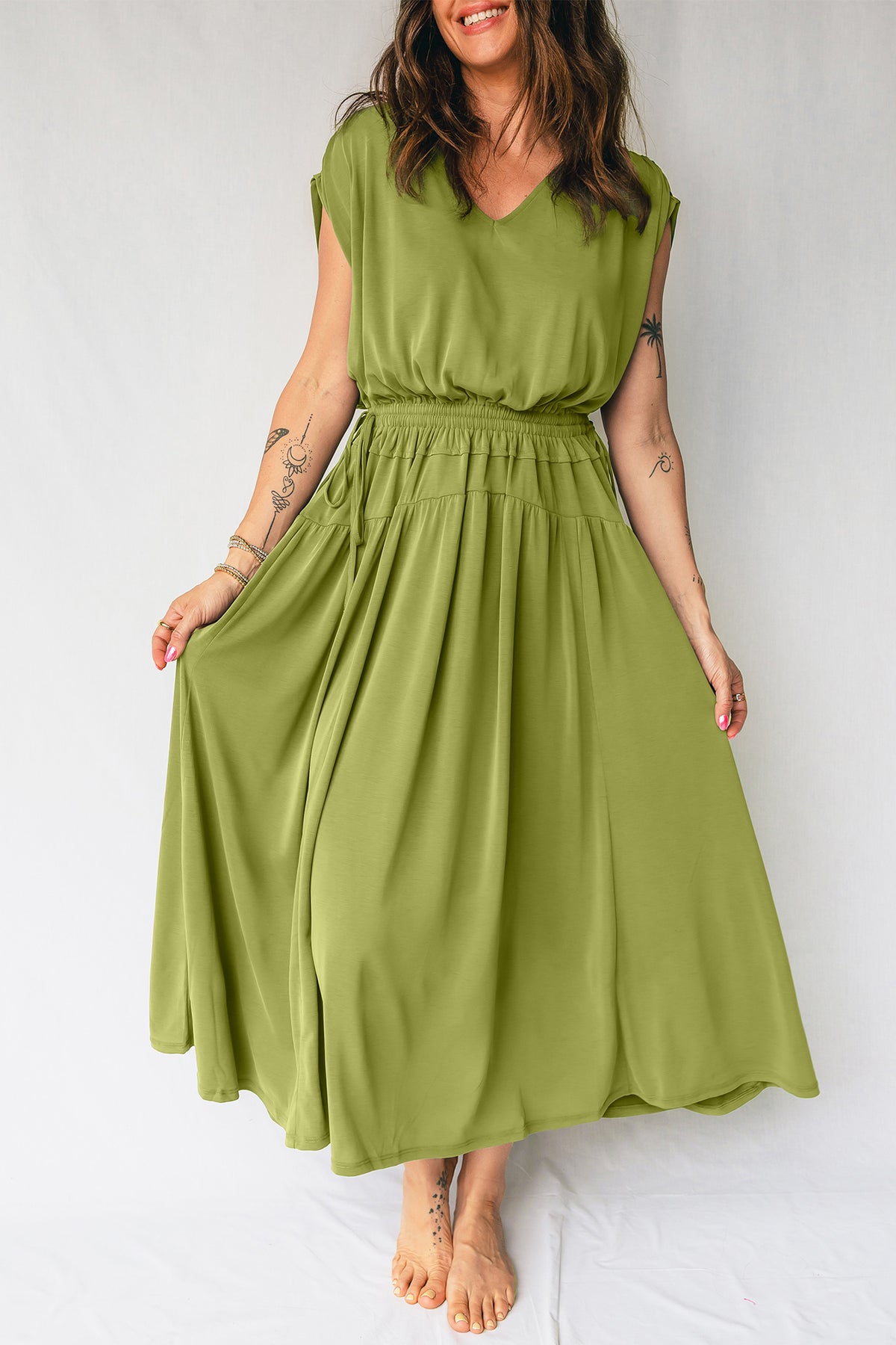 Fern Green Solid Versatile Maxi Dress