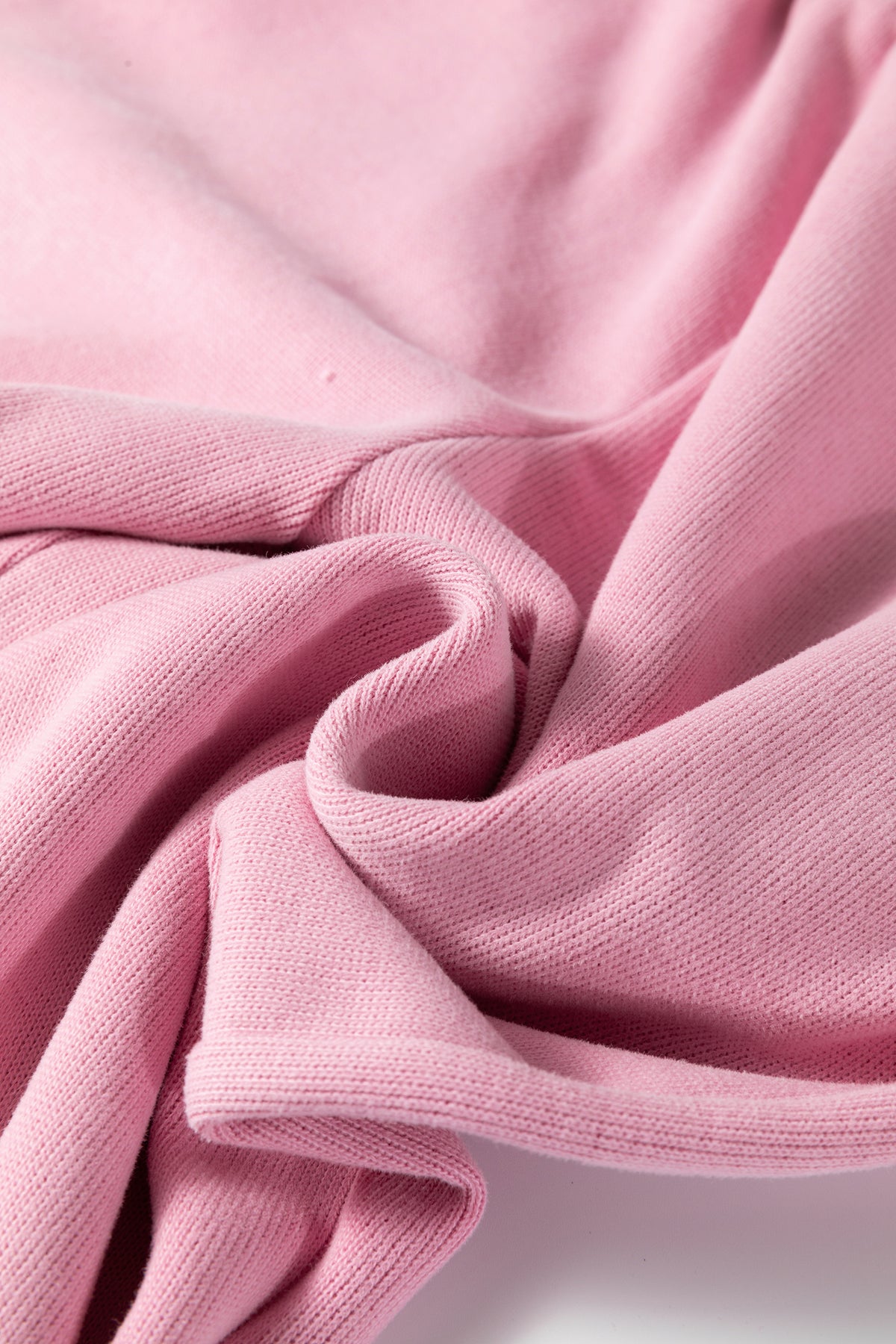 Pink Textured Knit High Neck Loose Tee Elastic Waist Loose Pant Set