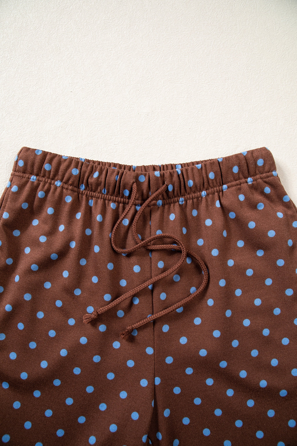 Red Polka Dot Drawstring Wide Leg Long Sleeve Top Pant Set