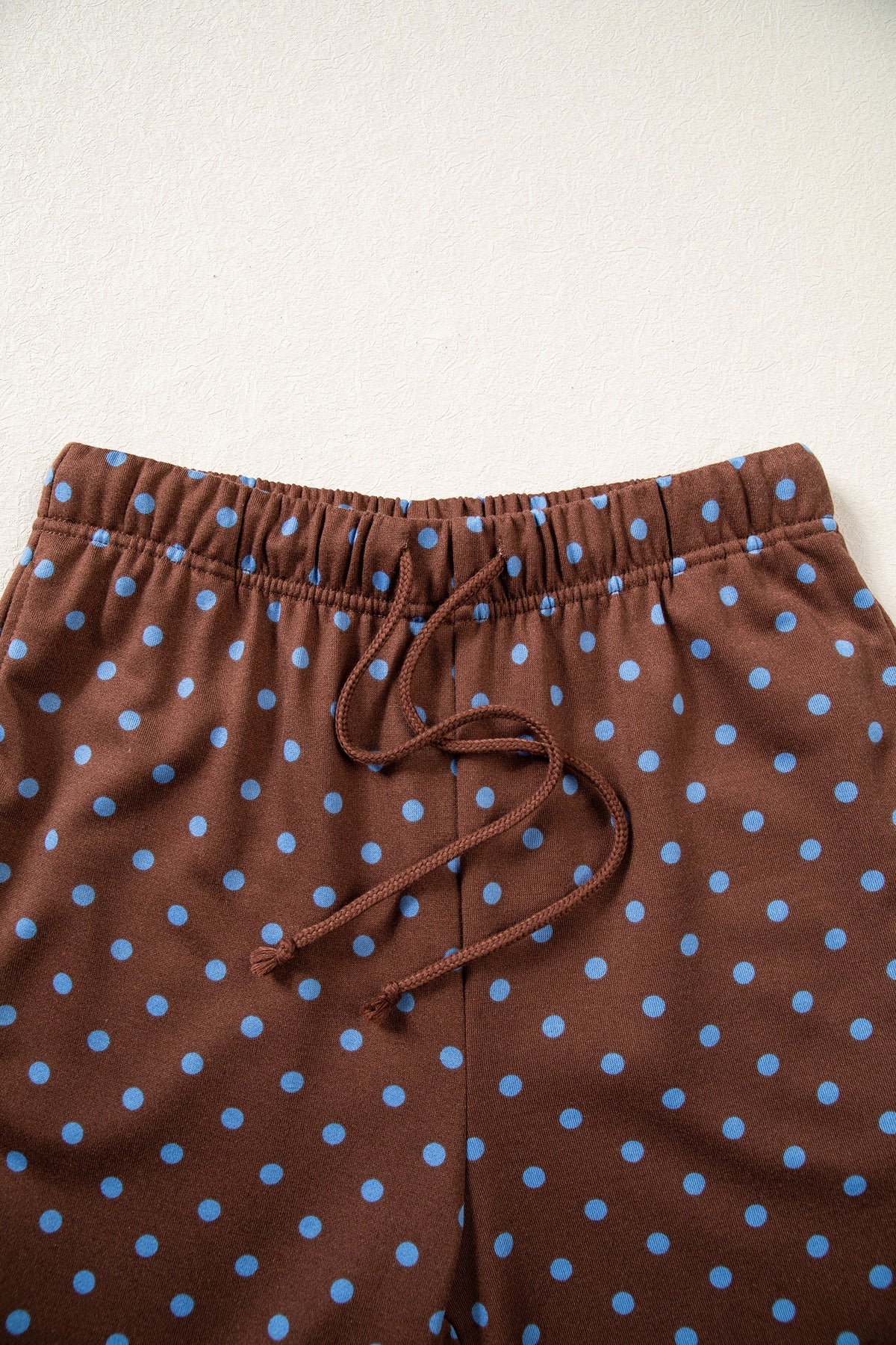 Red Polka Dot Drawstring Wide Leg Long Sleeve Top Pant Set