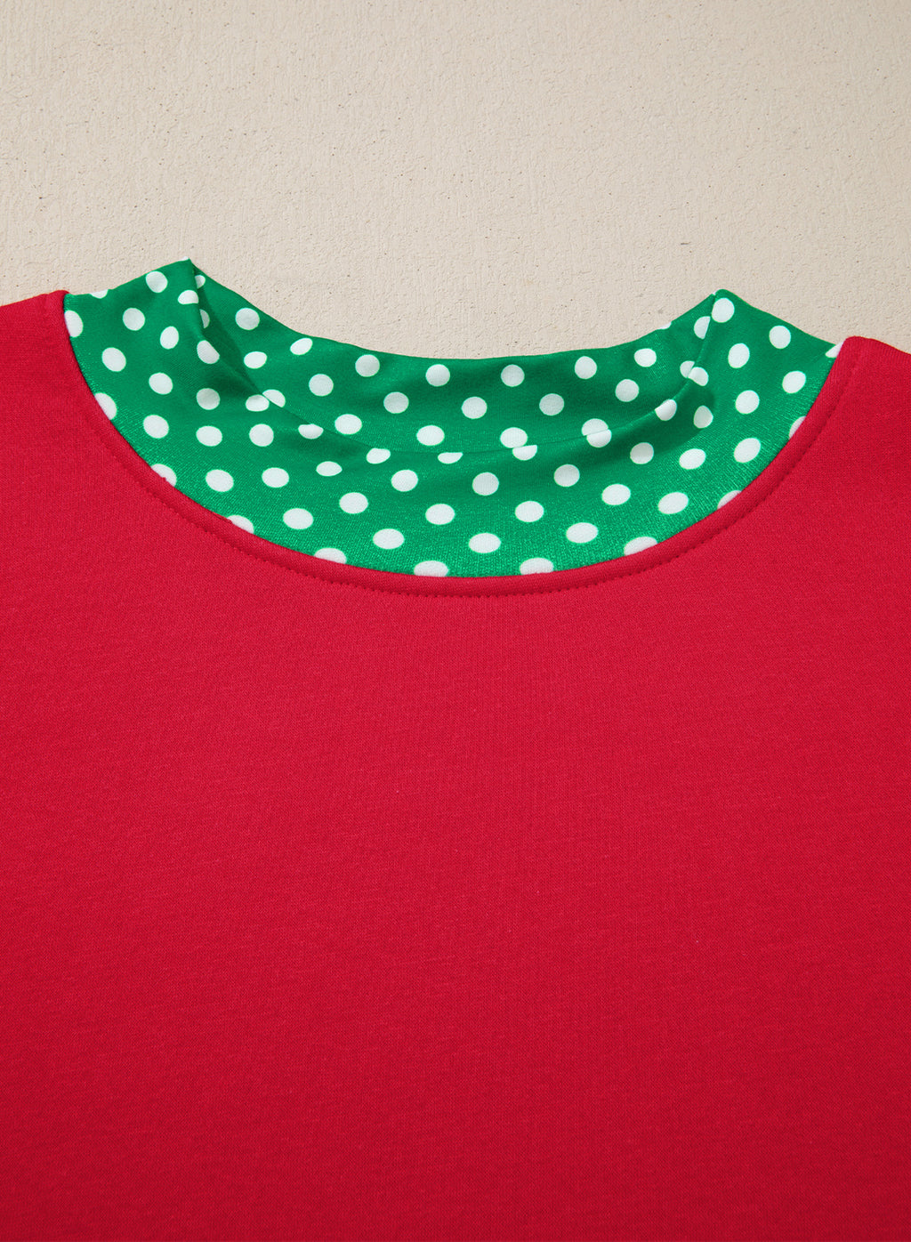Dirty blue Polka Dot Patchwork Round Neck Plus Size Sweatshirt