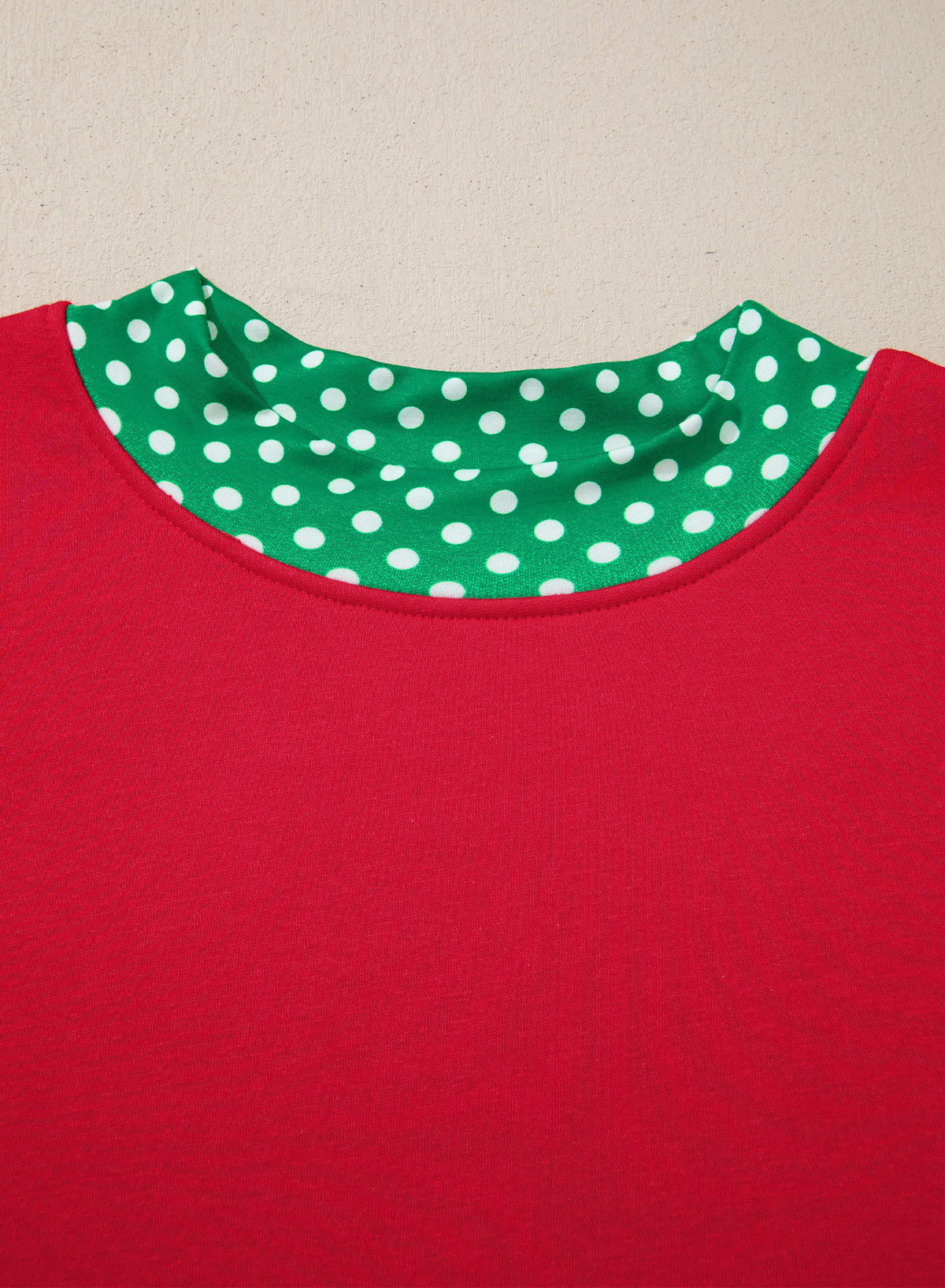 Dirty blue Polka Dot Patchwork Round Neck Plus Size Sweatshirt