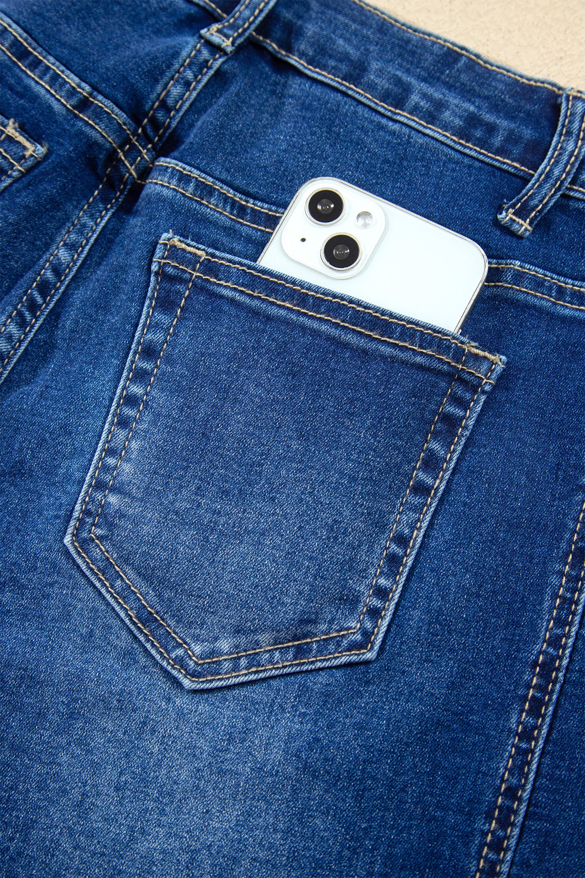 Sail Blue Raw Hem Turnup Loose Ankle-length Jeans