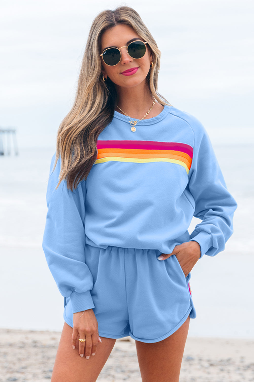 Bonbon Striped Two Piece Casual Set