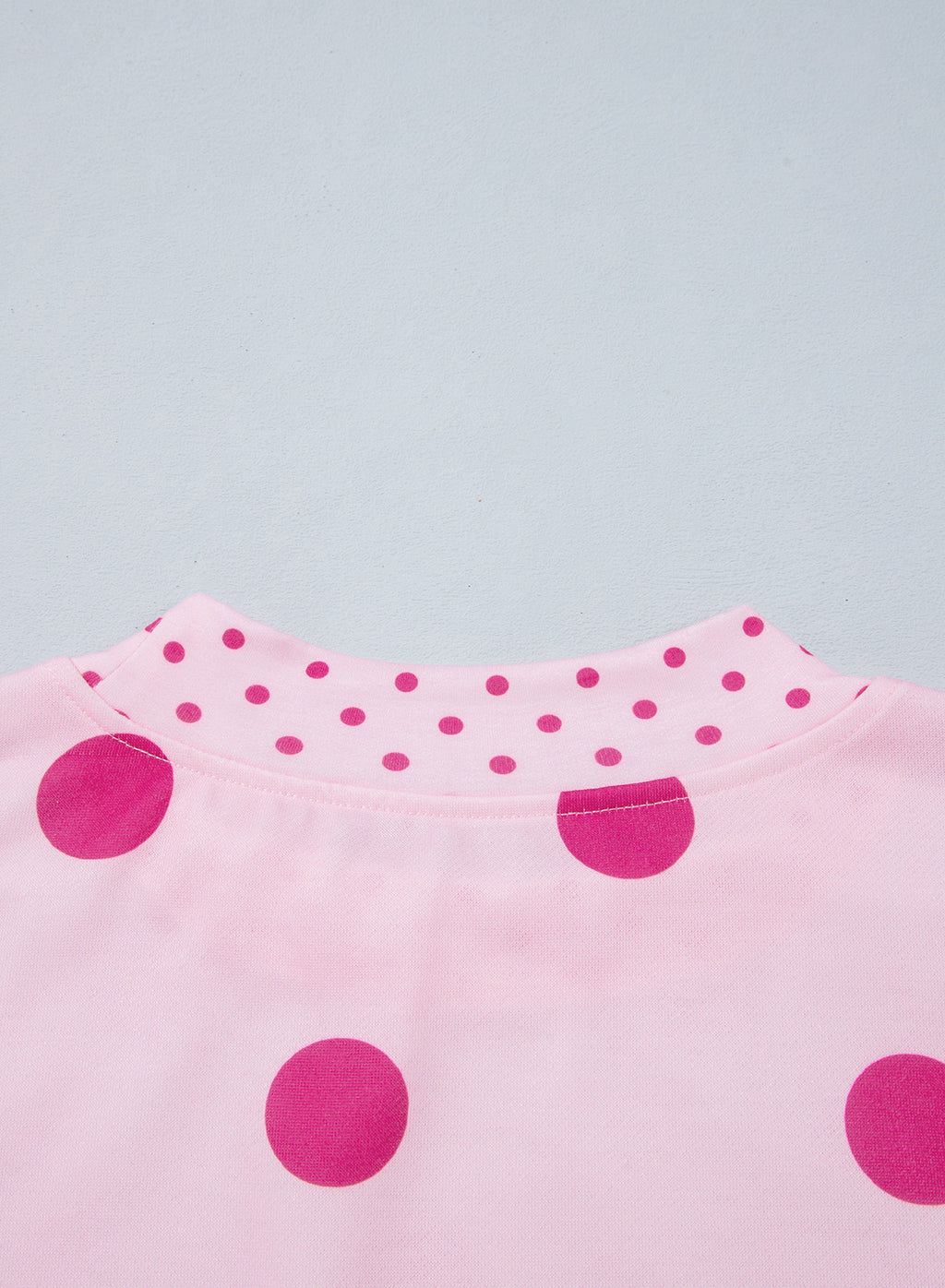 Red Polka Dot Print Contrast Detail Oversized Tunic Sweatshirt