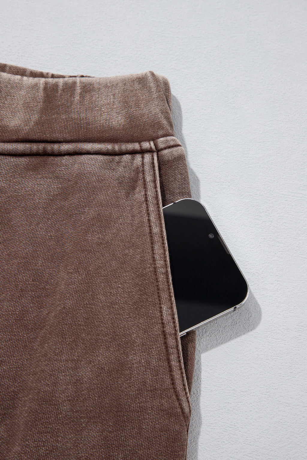Carbon Grey Mineral Wash Seam Detail Elastic Waist Barrel Pants