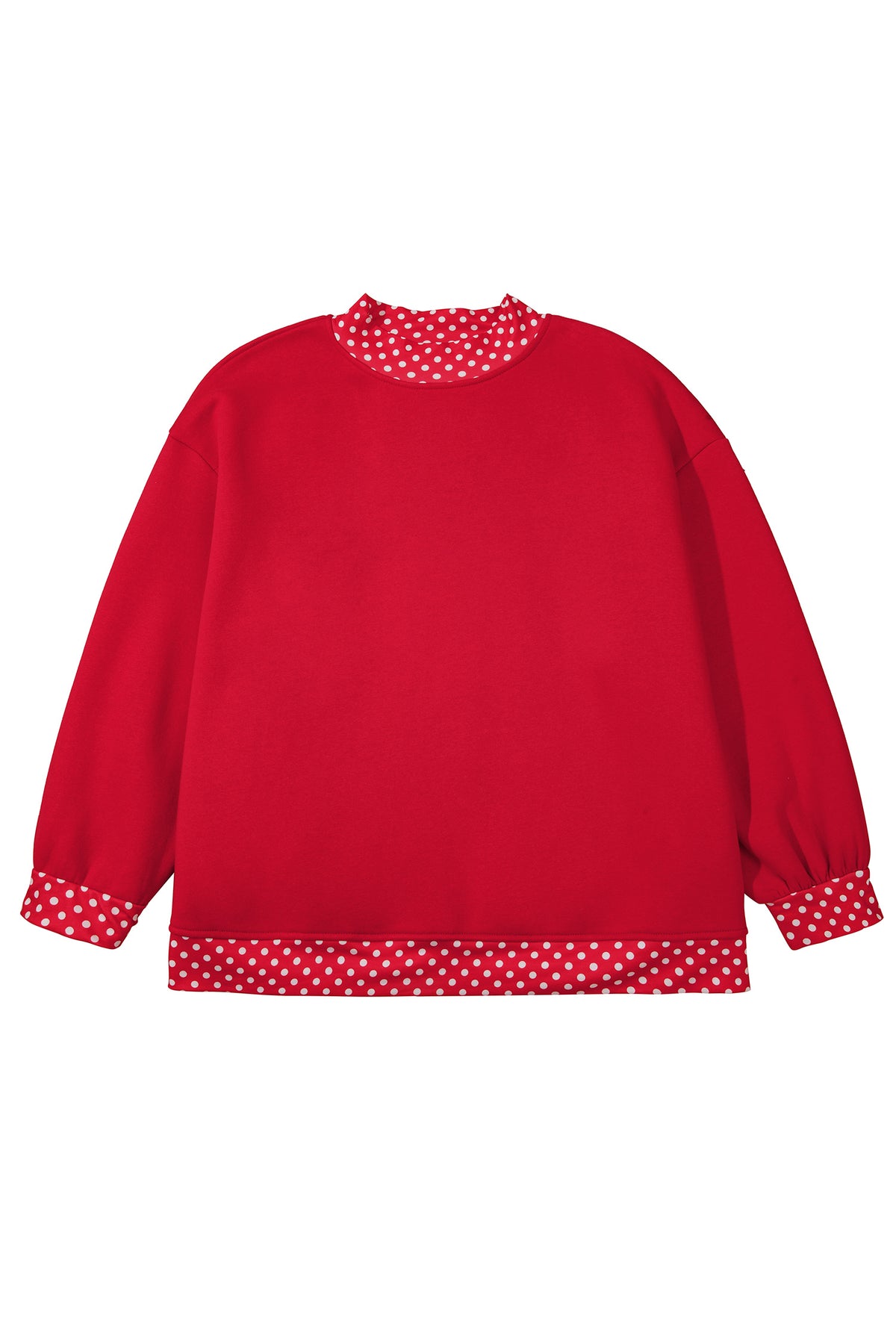 Dirty blue Polka Dot Patchwork Round Neck Plus Size Sweatshirt