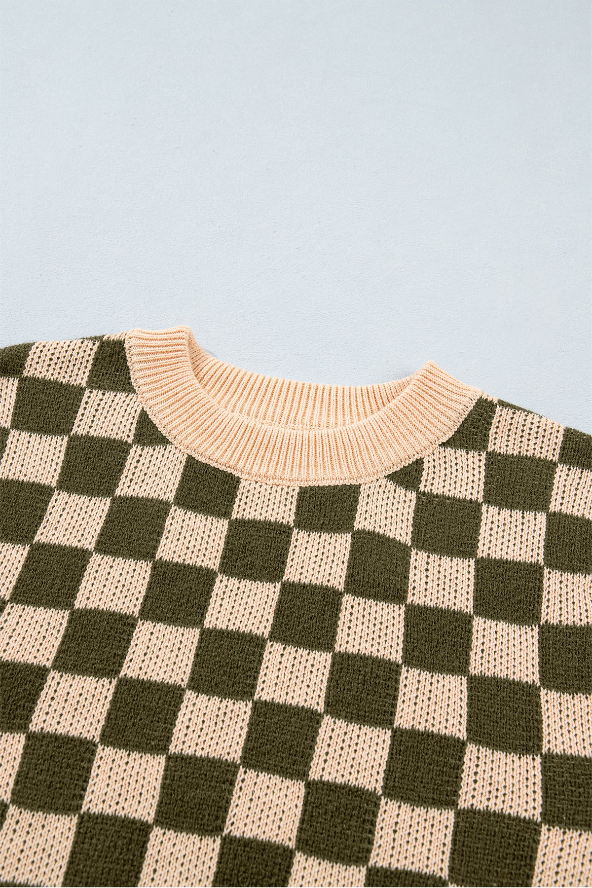 Multicolour Drop Shoulder Plaid Knit Long Sleeve Sweater