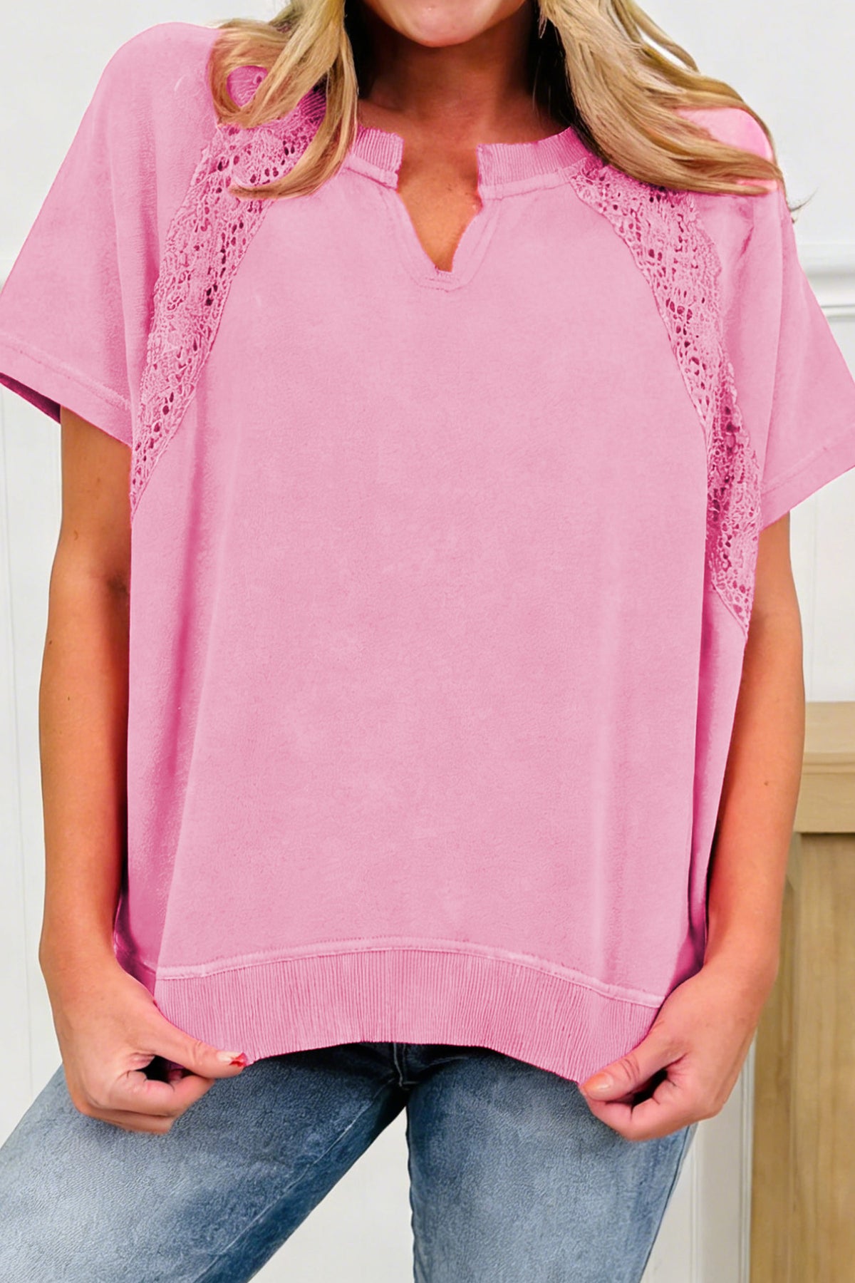 Pink Raw Patchwork Tee