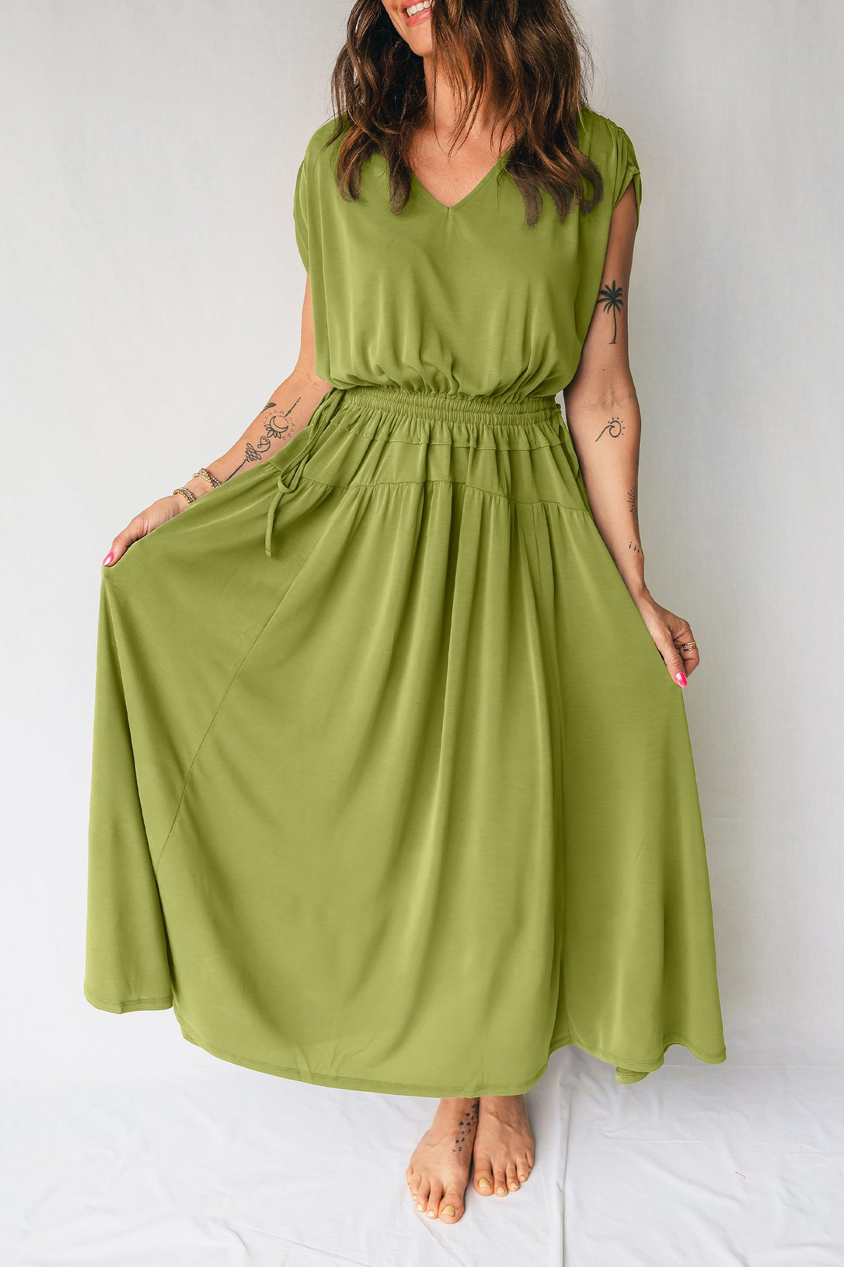 Fern Green Solid Versatile Maxi Dress