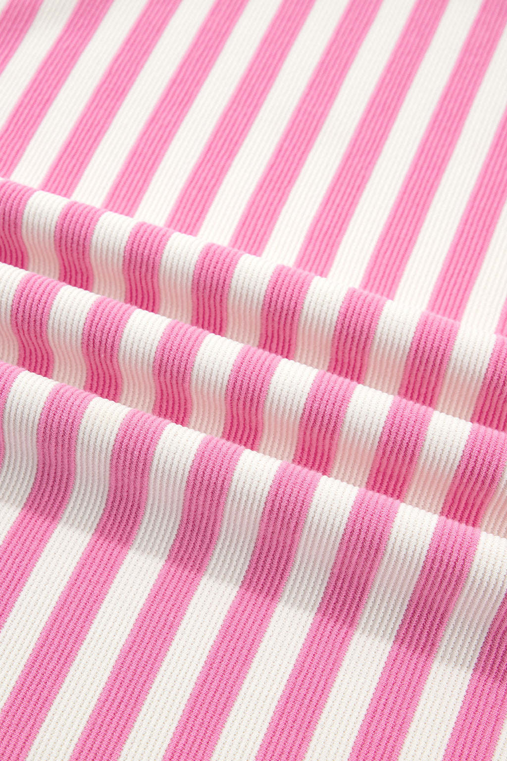 Pink Striped Long Sleeve Shorts Set