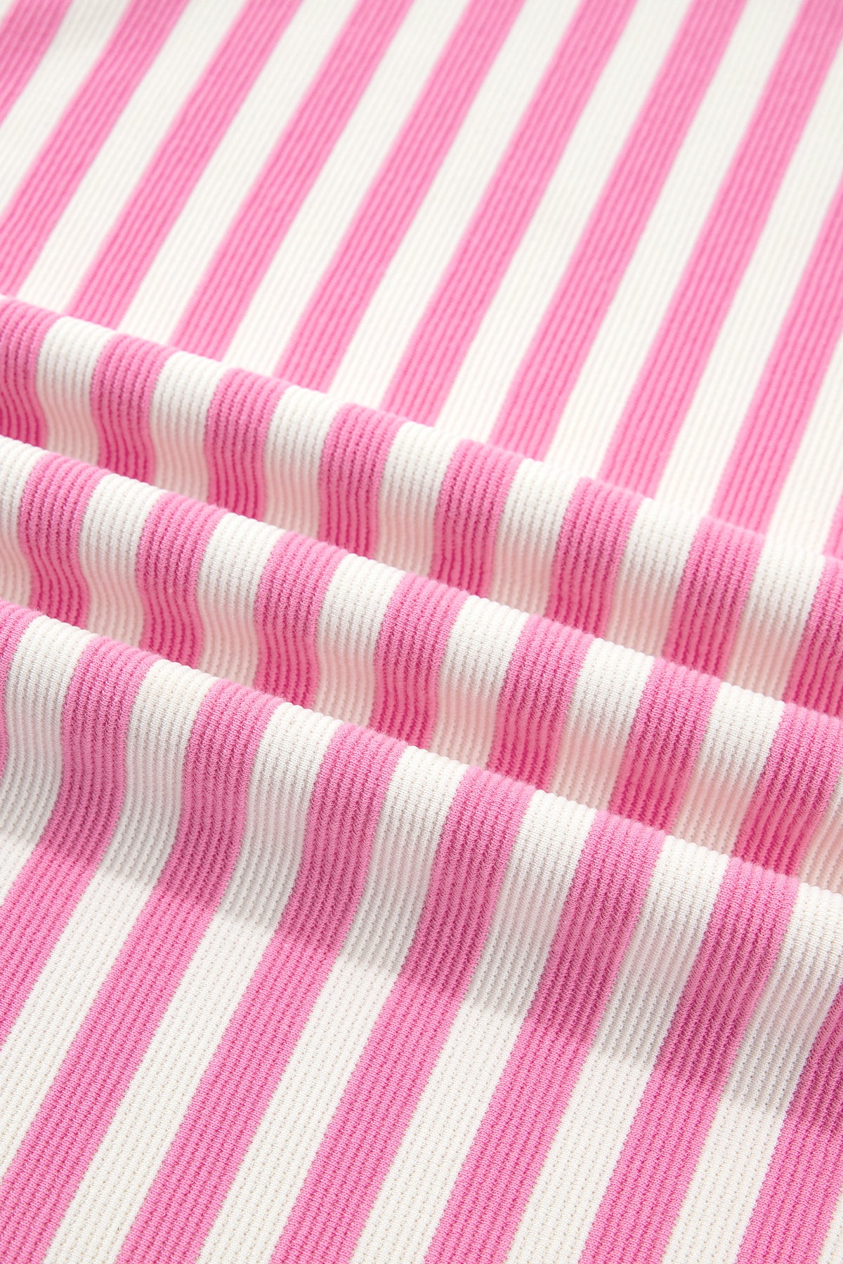 Pink Striped Long Sleeve Shorts Set