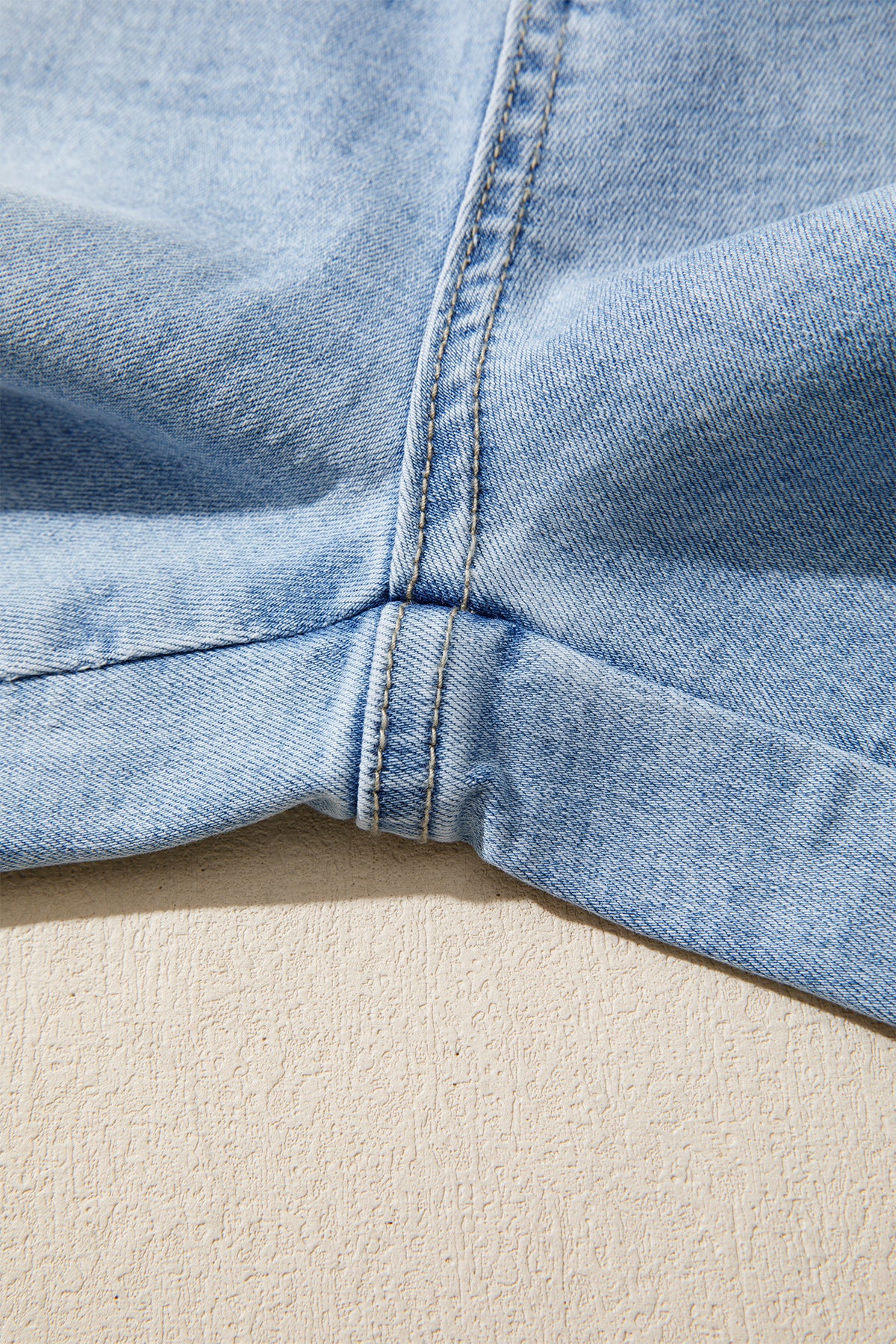 Sail Blue Raw Hem Turnup Loose Ankle-length Jeans