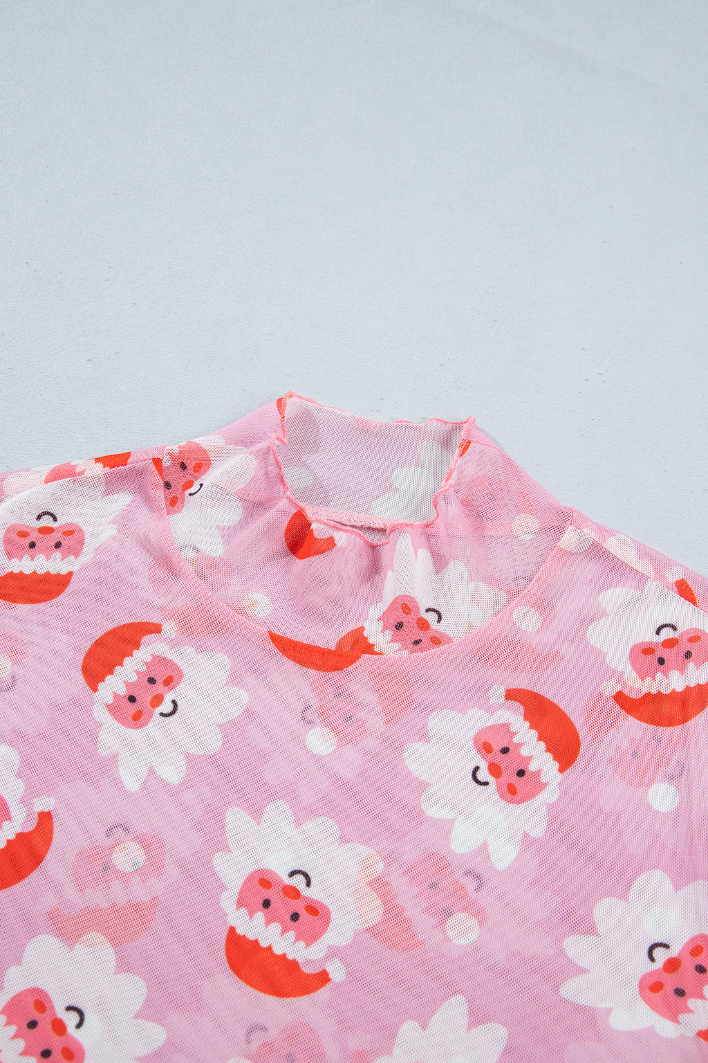 Santa Print Long Sleeve Top