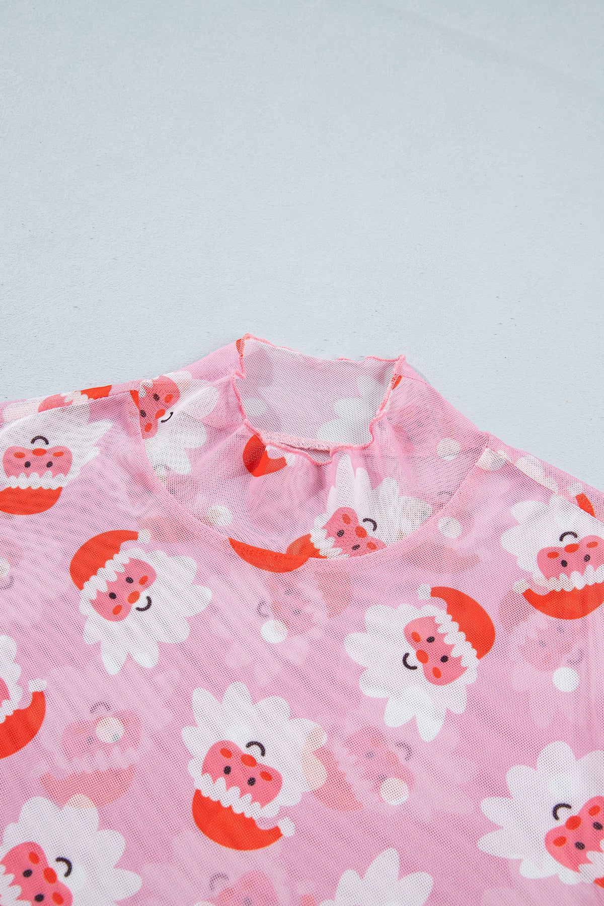 Santa Print Long Sleeve Top