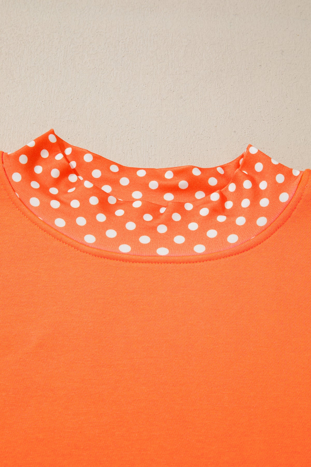 Dirty blue Polka Dot Patchwork Round Neck Plus Size Sweatshirt
