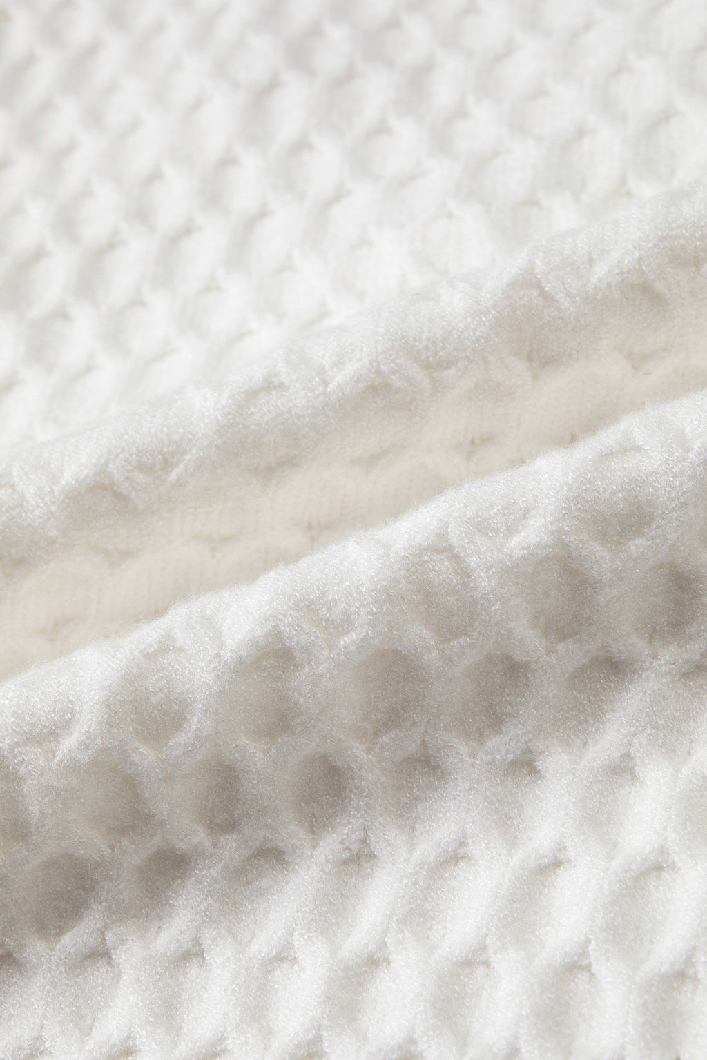 White Solid Textured Knit Pearl Embellished Pullover Sweater