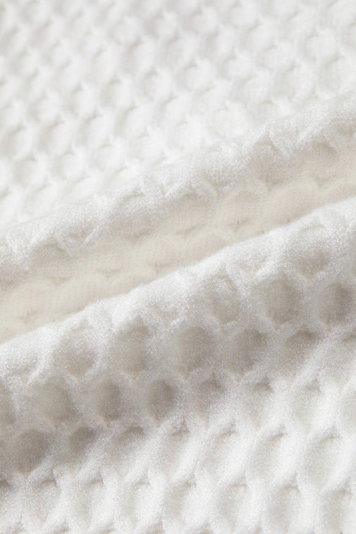 White Solid Textured Knit Pearl Embellished Pullover Sweater