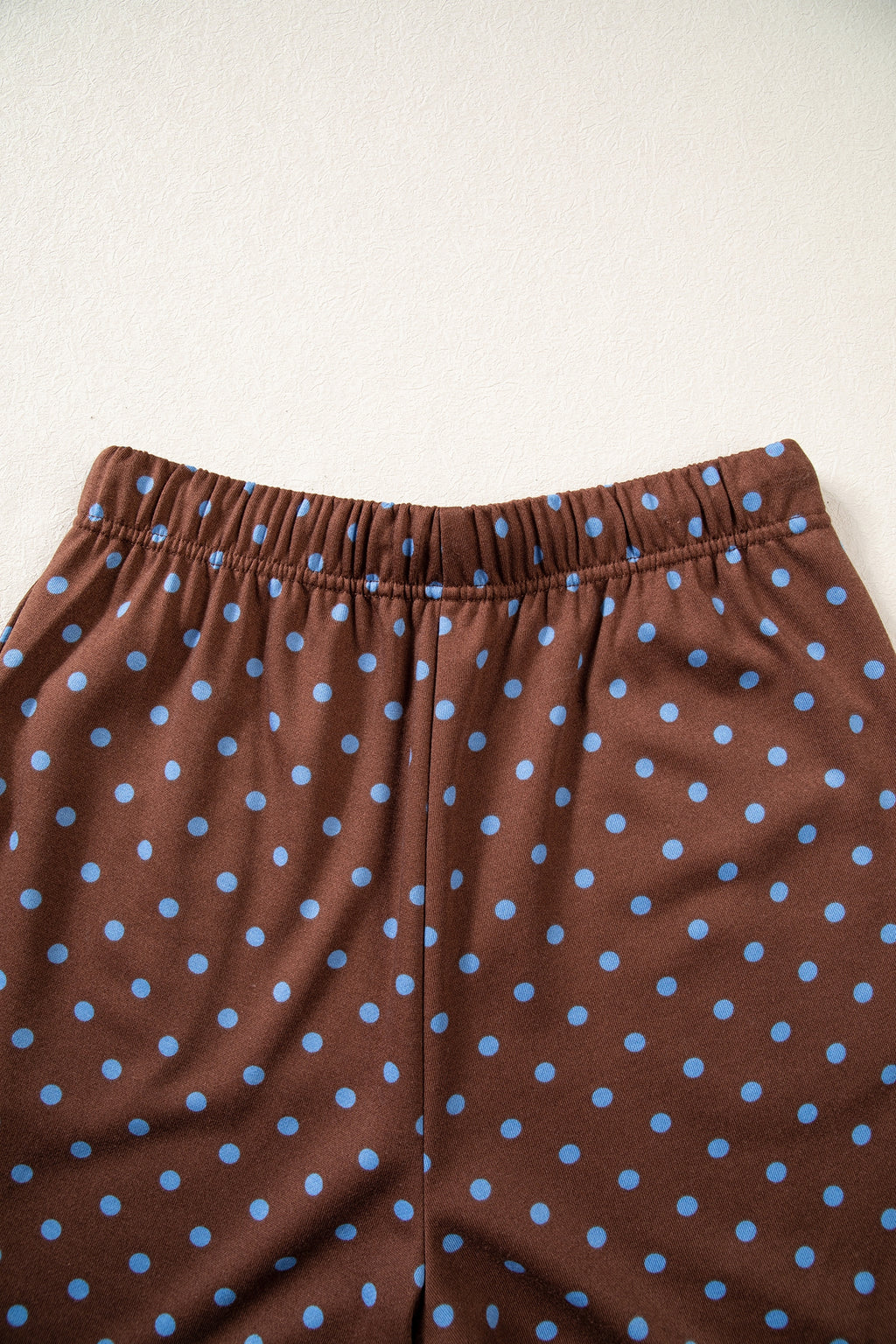 Red Polka Dot Drawstring Wide Leg Long Sleeve Top Pant Set