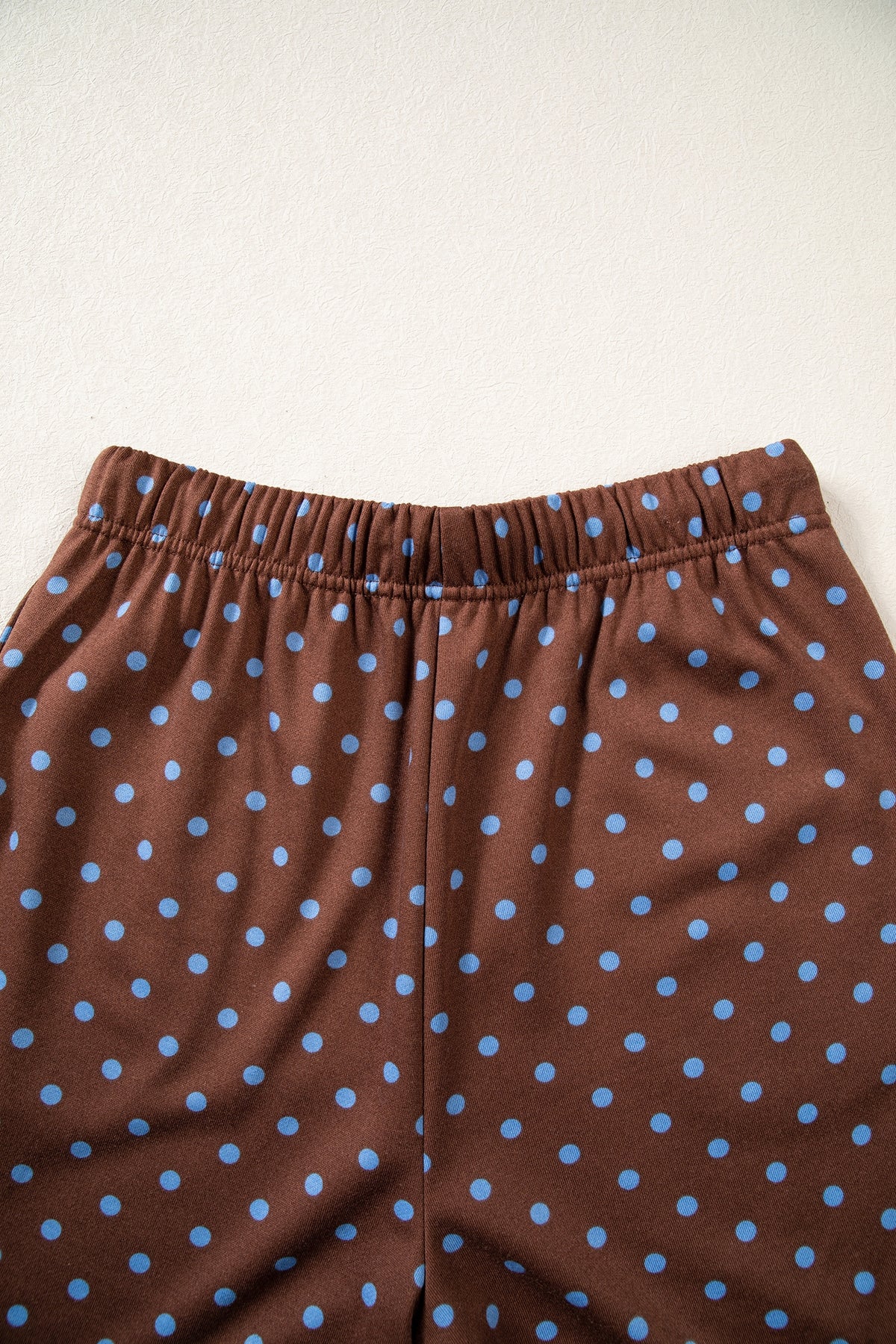 Red Polka Dot Drawstring Wide Leg Long Sleeve Top Pant Set