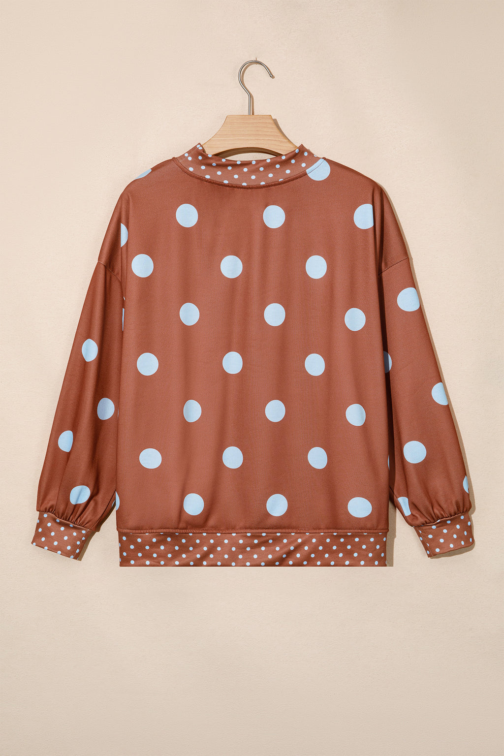 Red Polka Dot Print Contrast Detail Oversized Tunic Sweatshirt