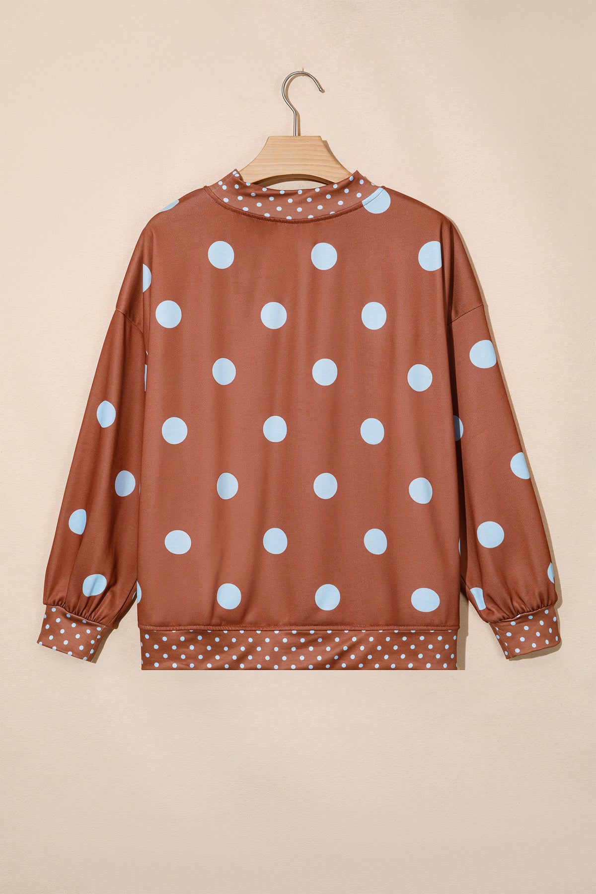 Red Polka Dot Print Contrast Detail Oversized Tunic Sweatshirt